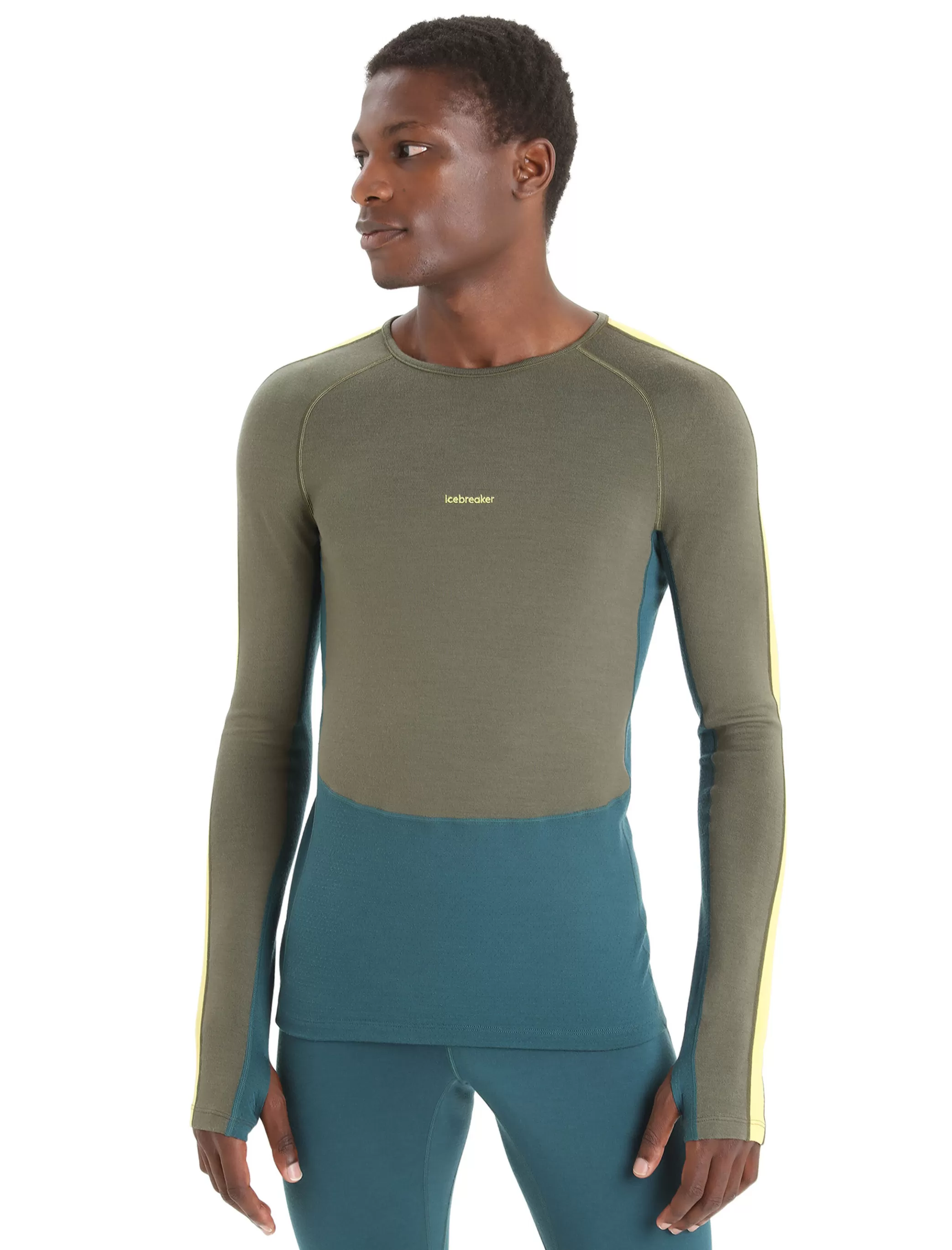 Best Sale icebreaker Men'S 260 Zoneknit™ Merino Long Sleeve Crewe Thermal Top Loden/Green Glory