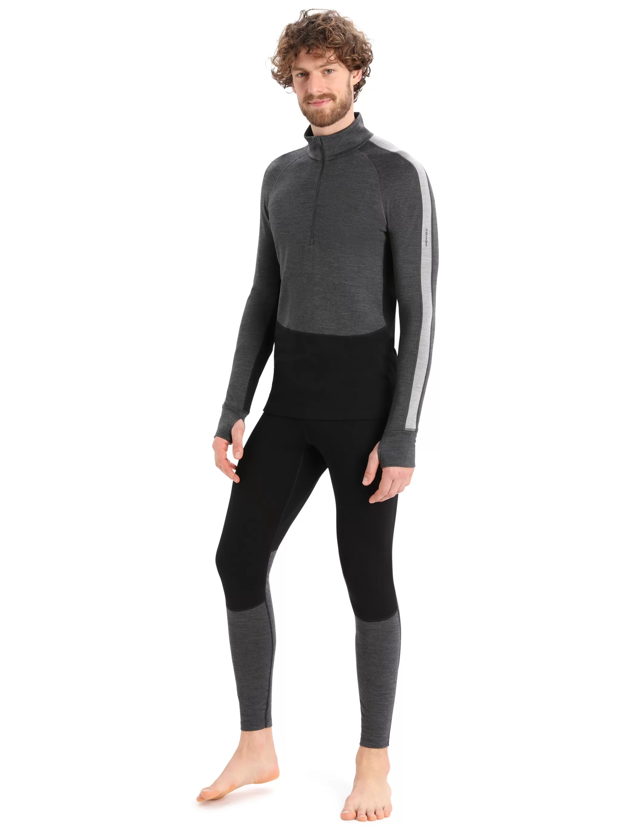 Sale icebreaker Men'S 260 Zoneknit™ Merino Long Sleeve Half Zip Thermal Top Jet Heather/Black