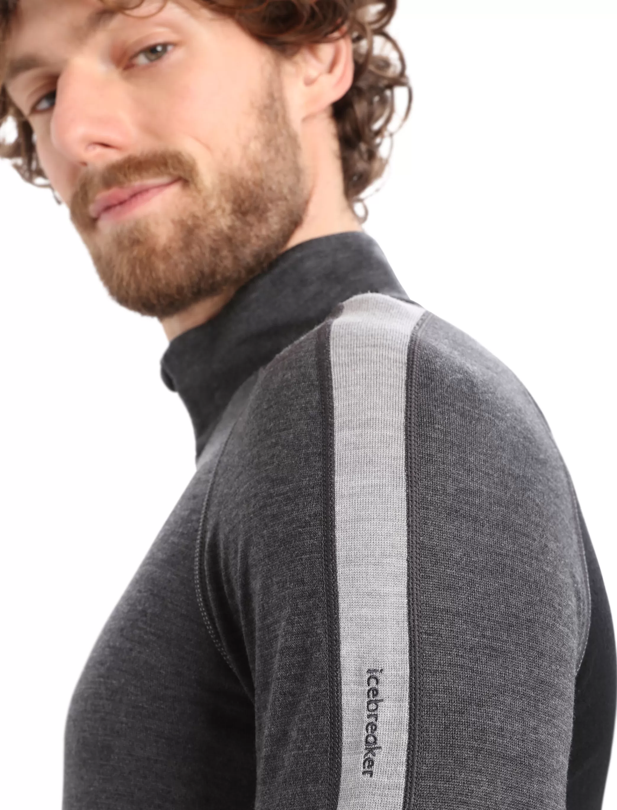 Sale icebreaker Men'S 260 Zoneknit™ Merino Long Sleeve Half Zip Thermal Top Jet Heather/Black