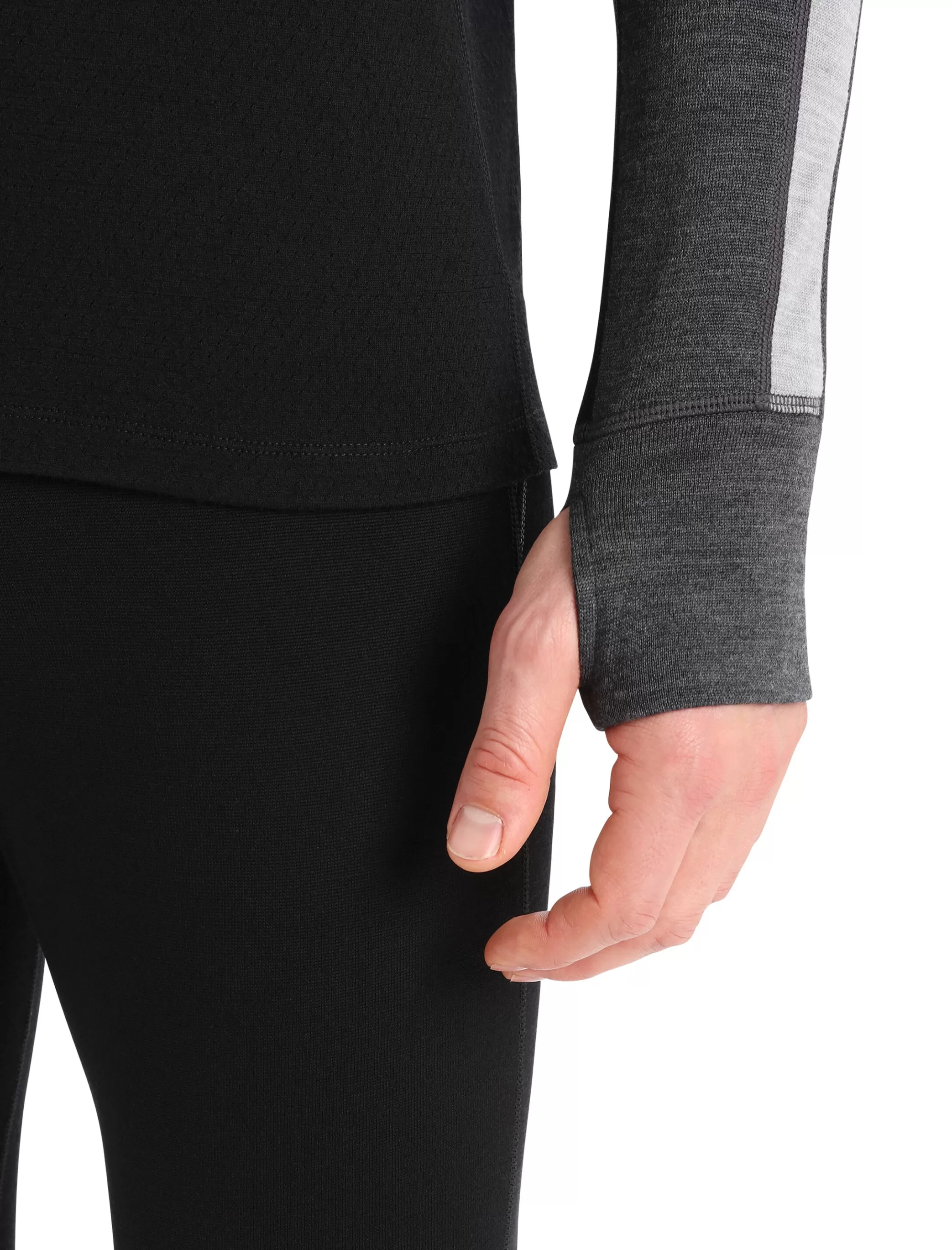Sale icebreaker Men'S 260 Zoneknit™ Merino Long Sleeve Half Zip Thermal Top Jet Heather/Black