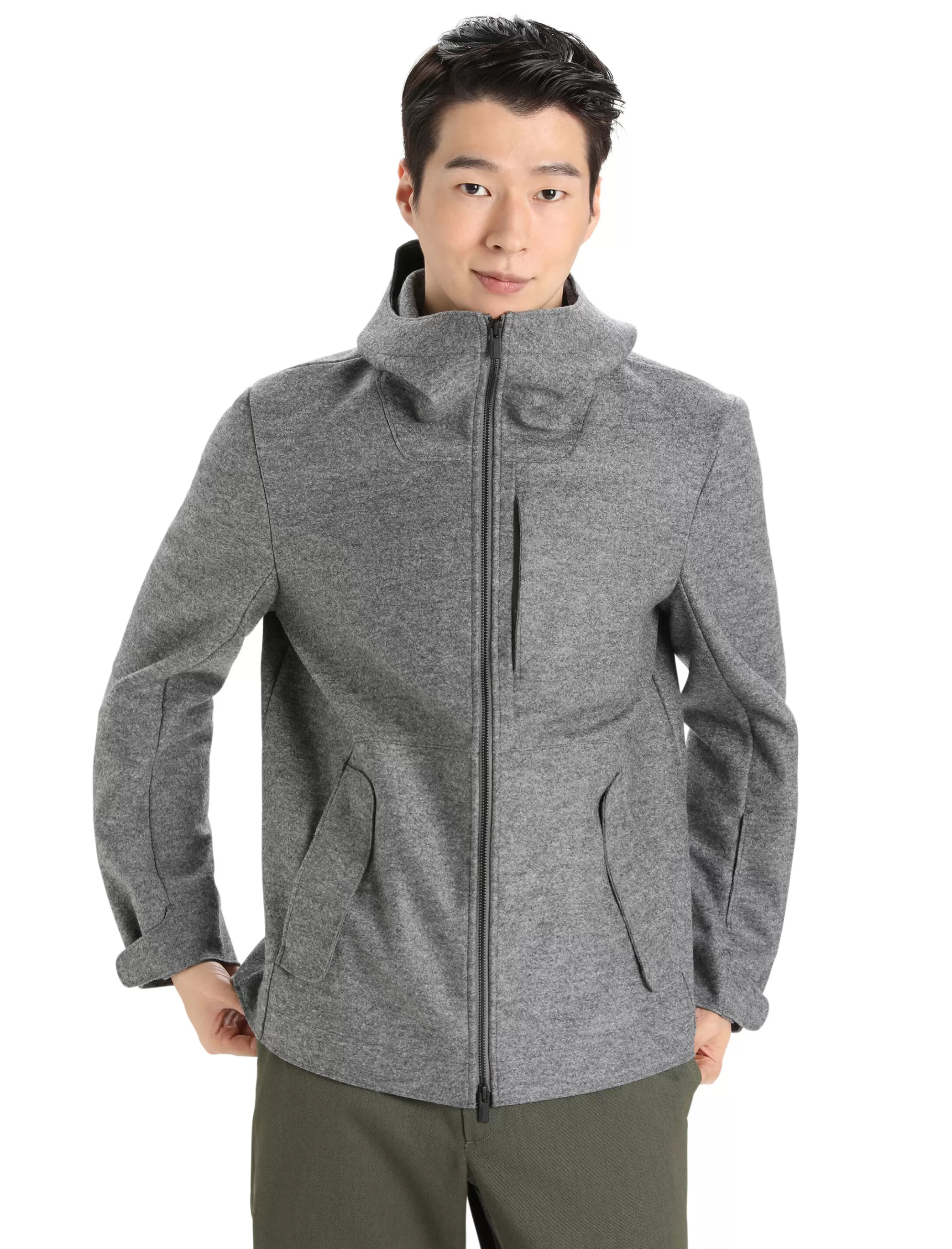 Sale icebreaker Men'S Felted Merino Hooded Jacket Gritstone Heather