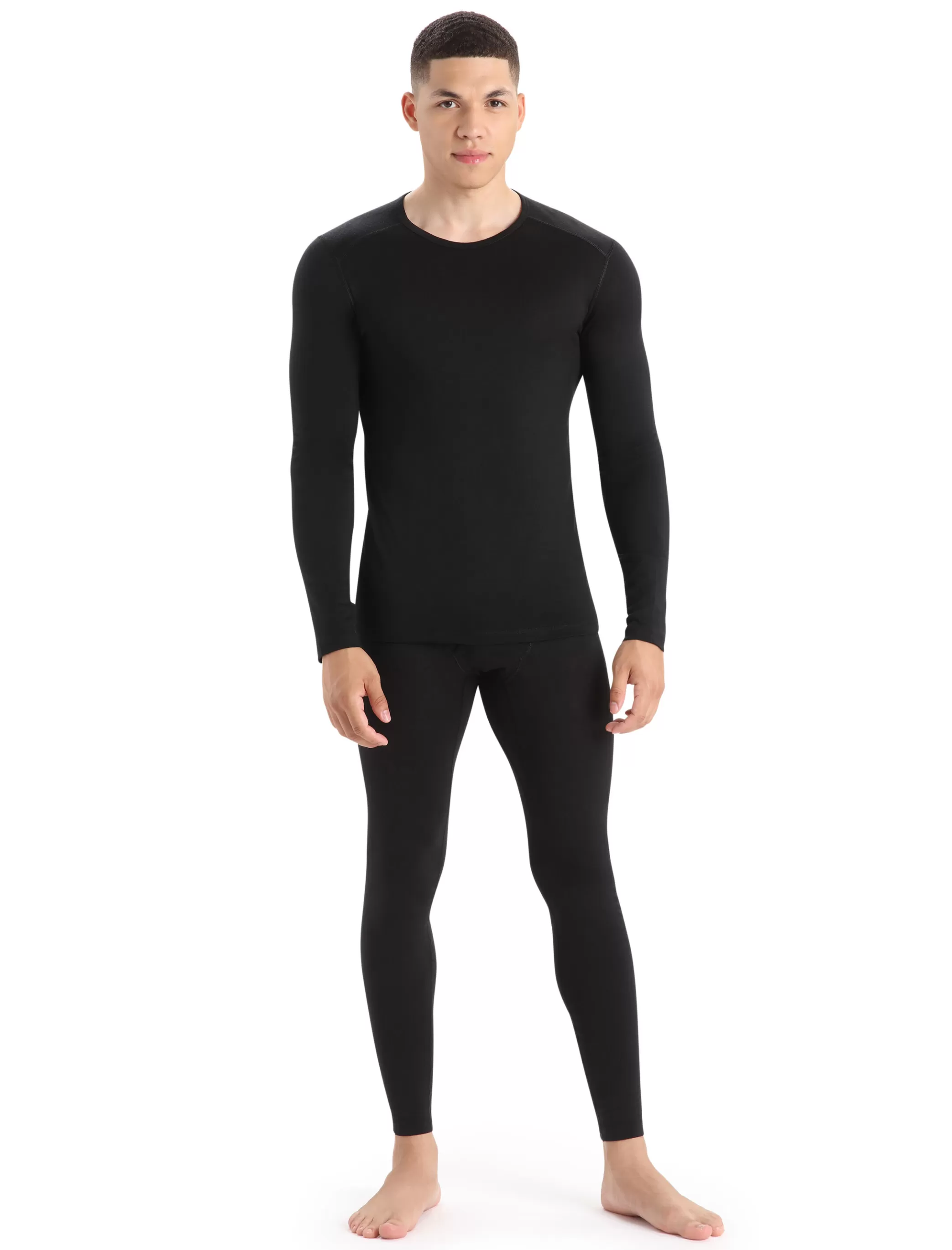 Hot icebreaker Men'S Merino 200 Oasis Long Sleeve Crew Neck Thermal Top Black
