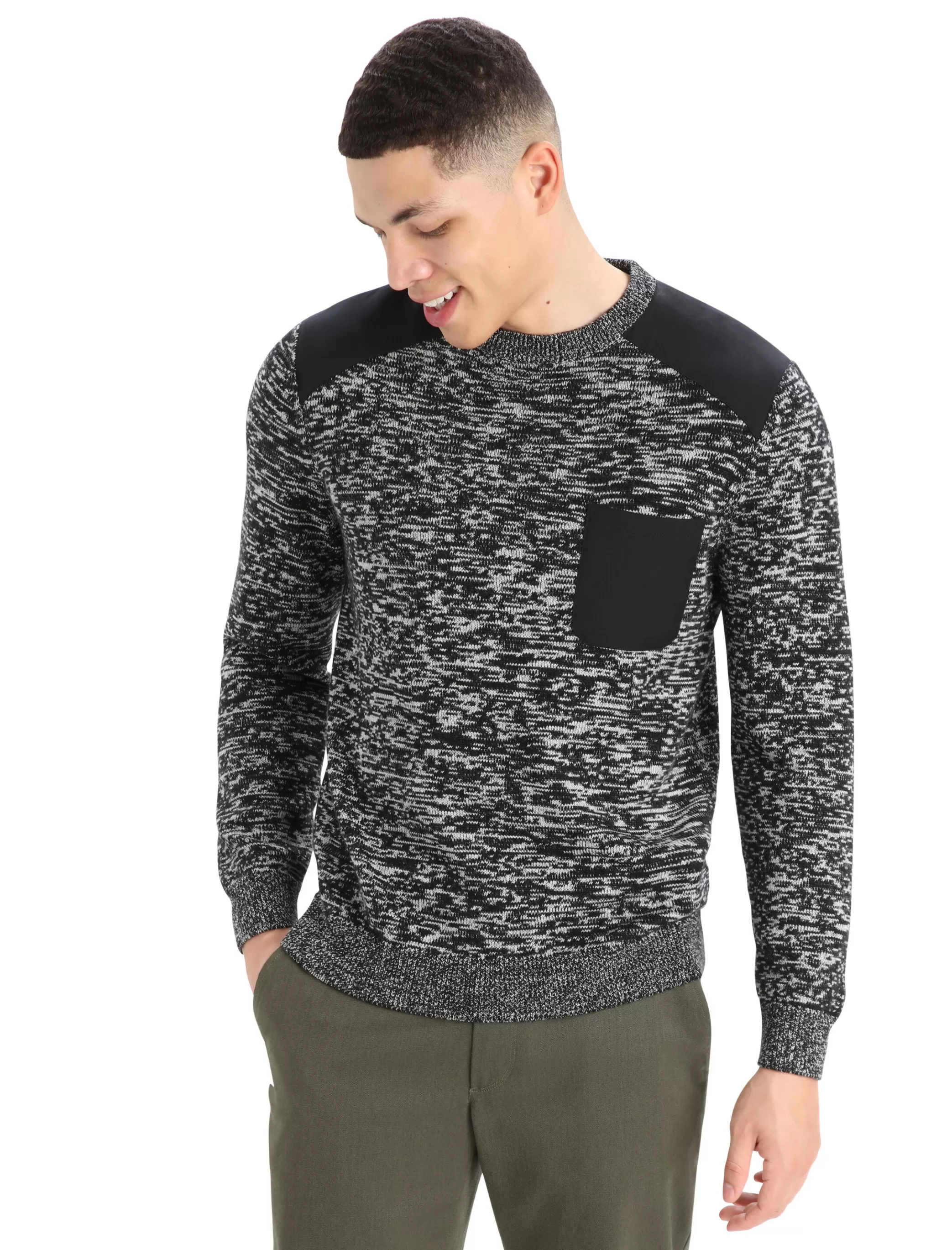 Best icebreaker Men'S Merino Barein Crewe Sweater Black/Snow