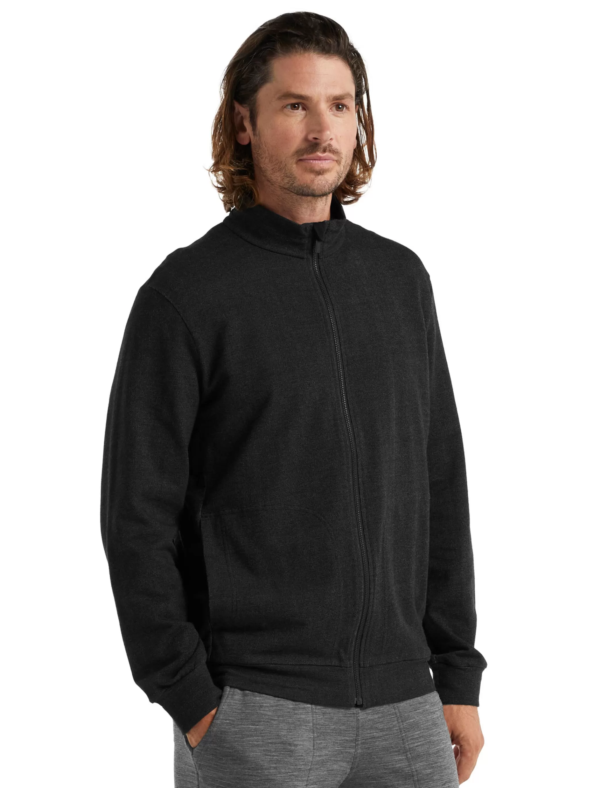 New icebreaker Men'S Merino Central Long Sleeve Zip Top Black