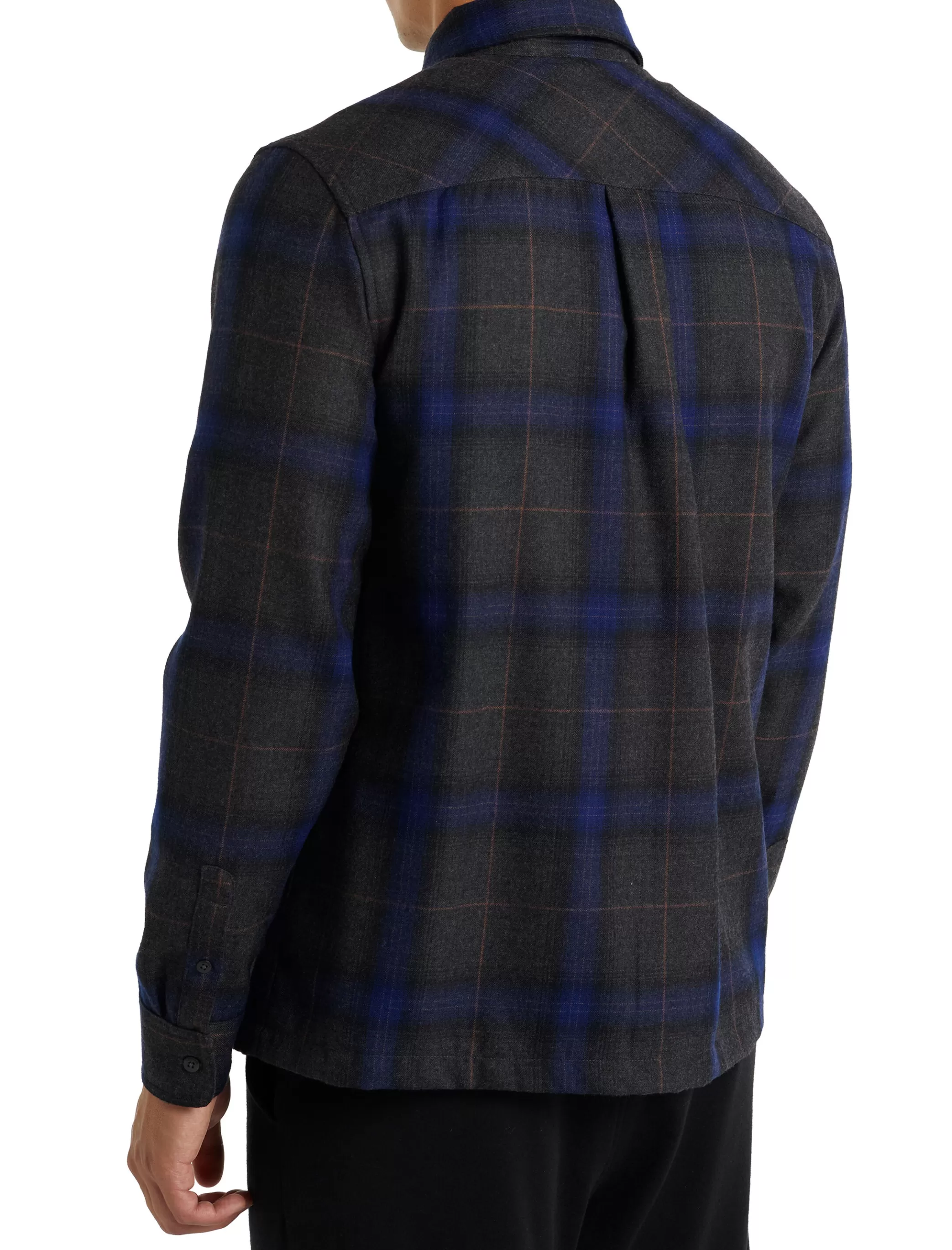 Flash Sale icebreaker Men'S Merino Dawnder Long Sleeve Flannel Shirt Plaid Jet Heather/Royal Navy