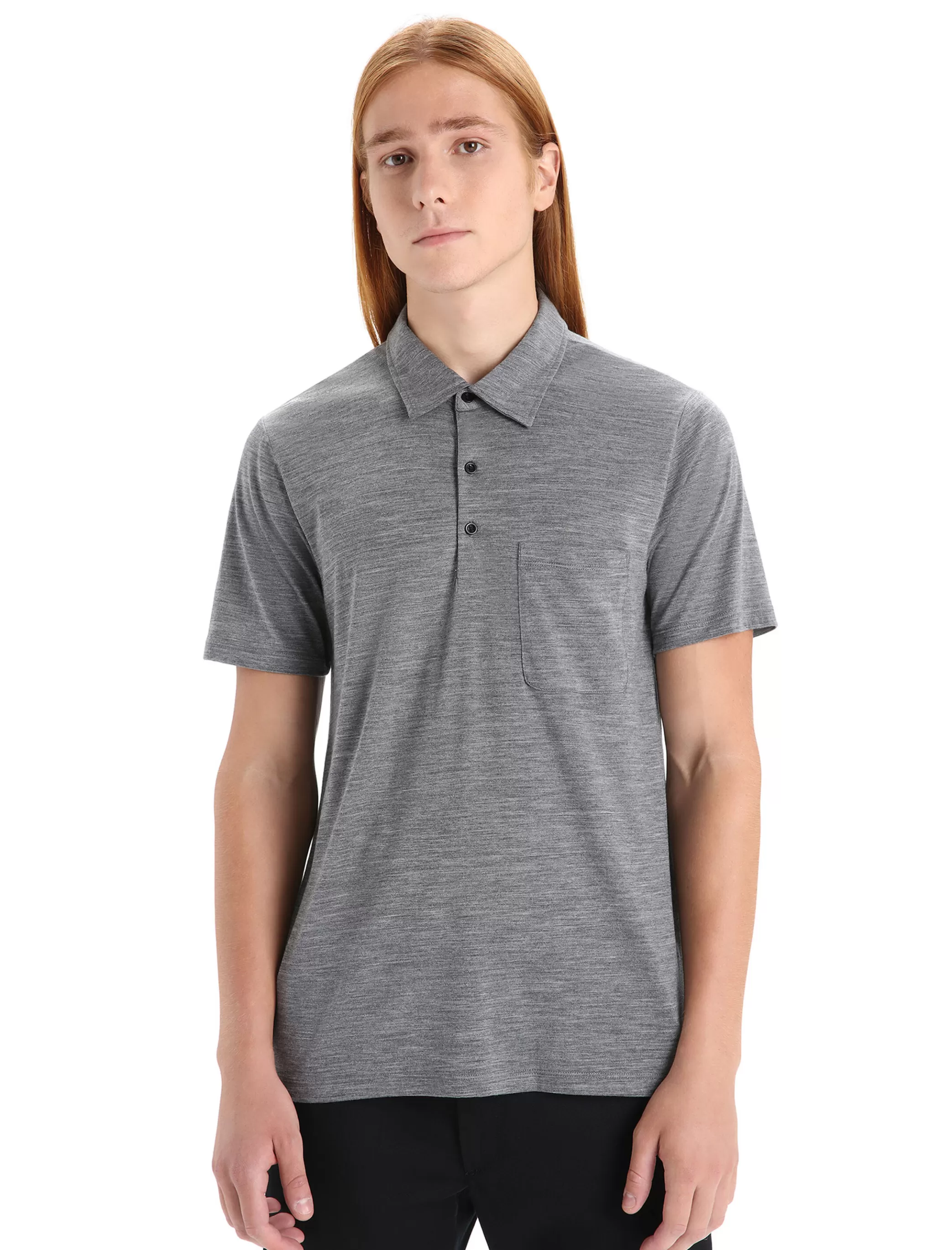 Fashion icebreaker Men'S Merino Drayden Short Sleeve Polo Gritstone Heather