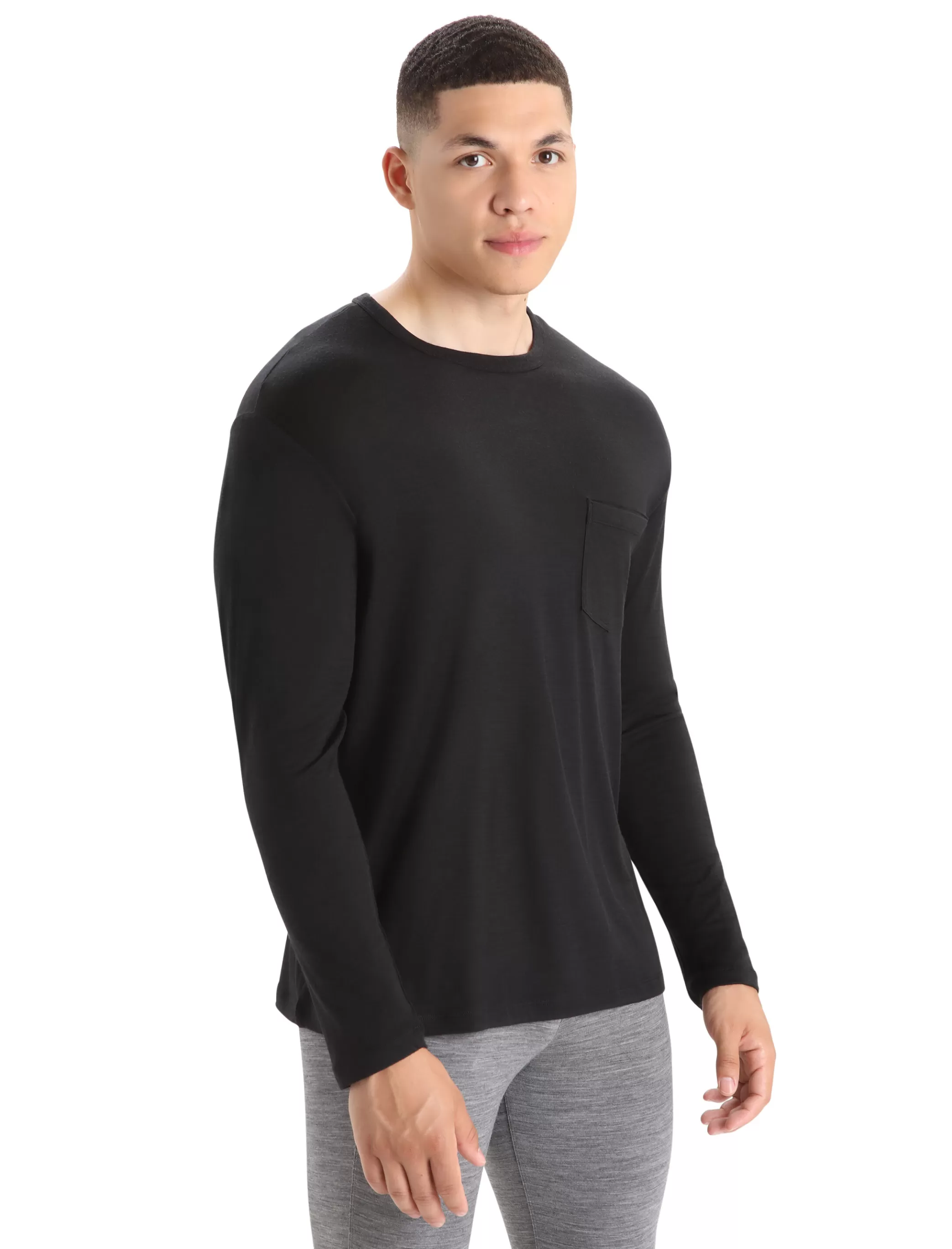 Store icebreaker Men'S Merino Granary Long Sleeve Pocket Tee Black