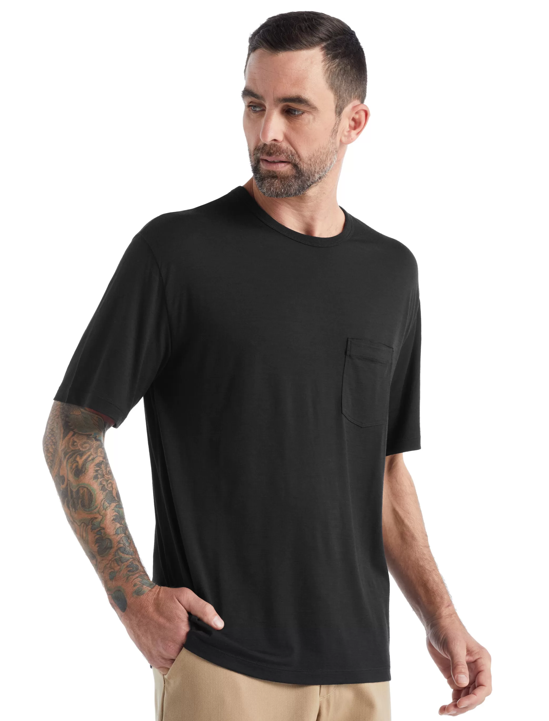 Sale icebreaker Men'S Merino Granary Short Sleeve Pocket Tee Black