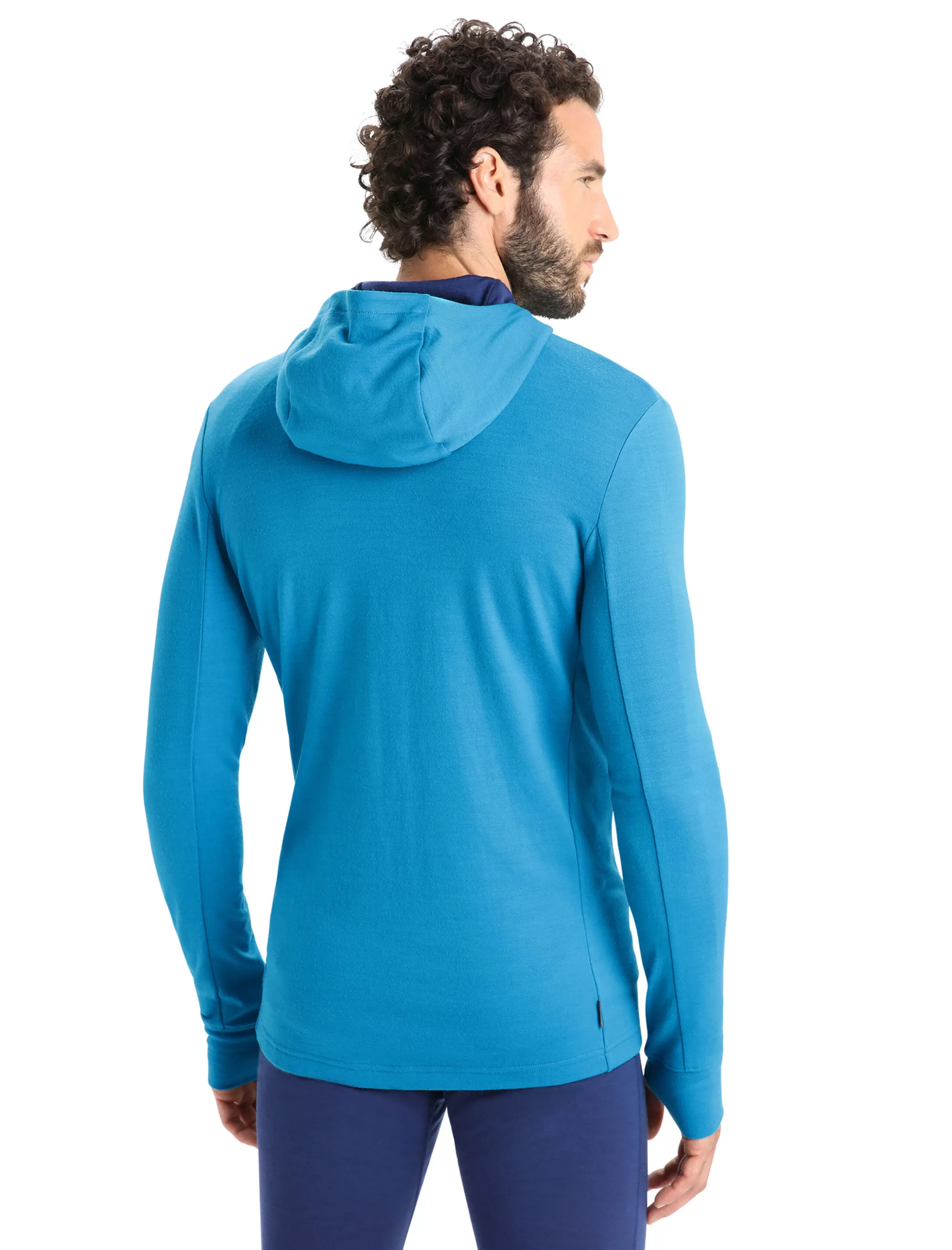 Sale icebreaker Men'S Merino Quantum Iii Long Sleeve Zip Hoodie Geo Blue/Royal Navy