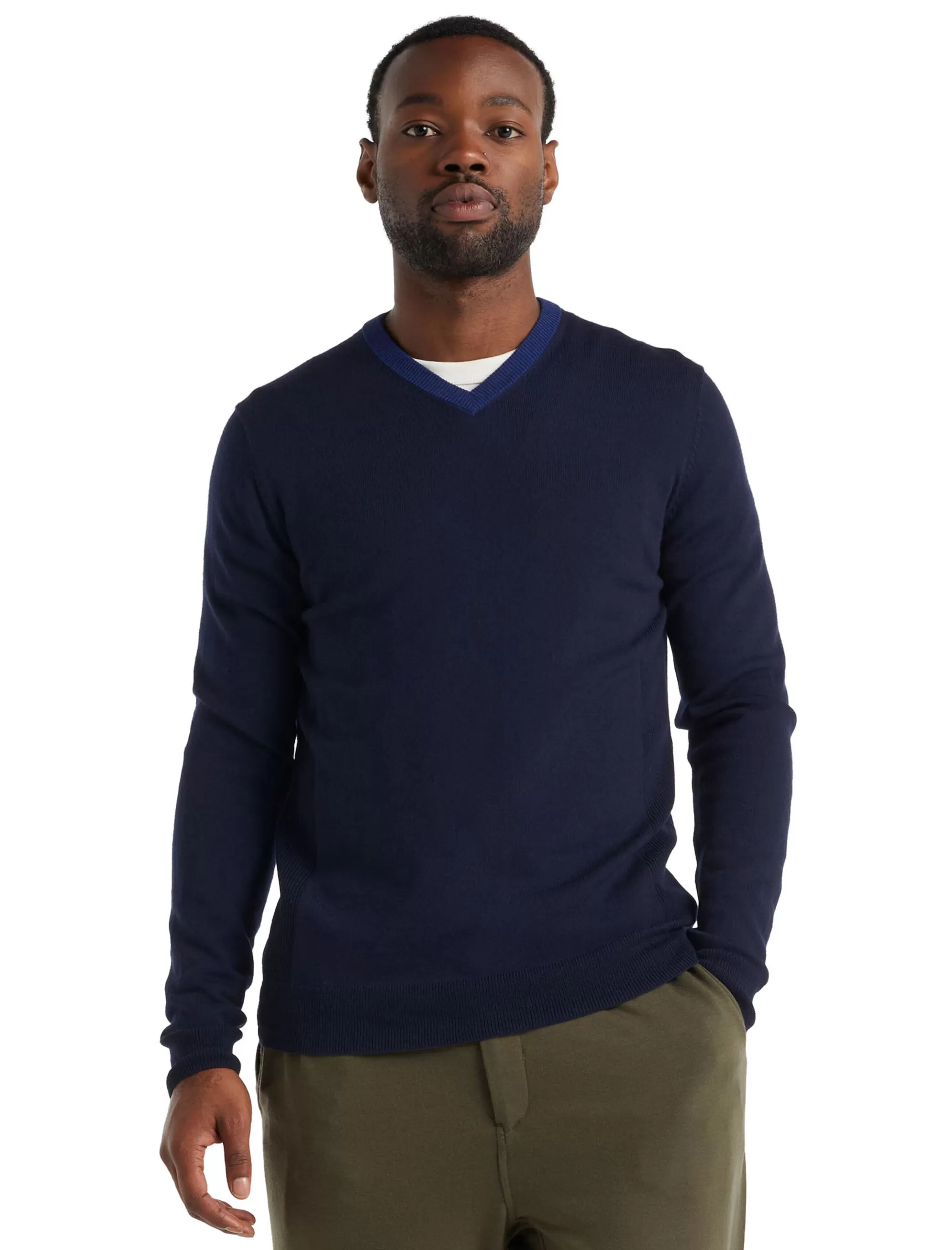 Store icebreaker Men'S Merino Shearer V Neck Sweater Midnight Navy/Royal Navy