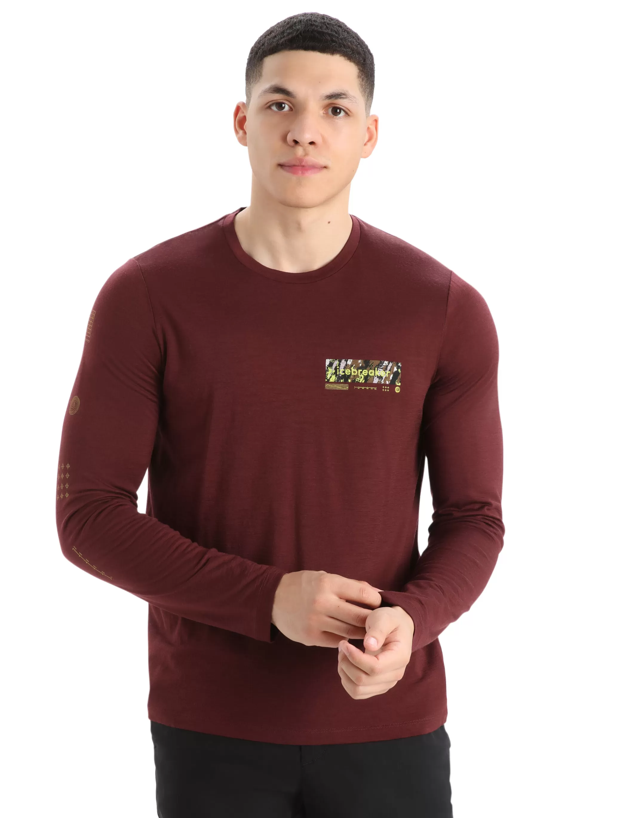 Clearance icebreaker Men'S Merino Tech Lite Ii Long Sleeve Tee Summit Tread Espresso