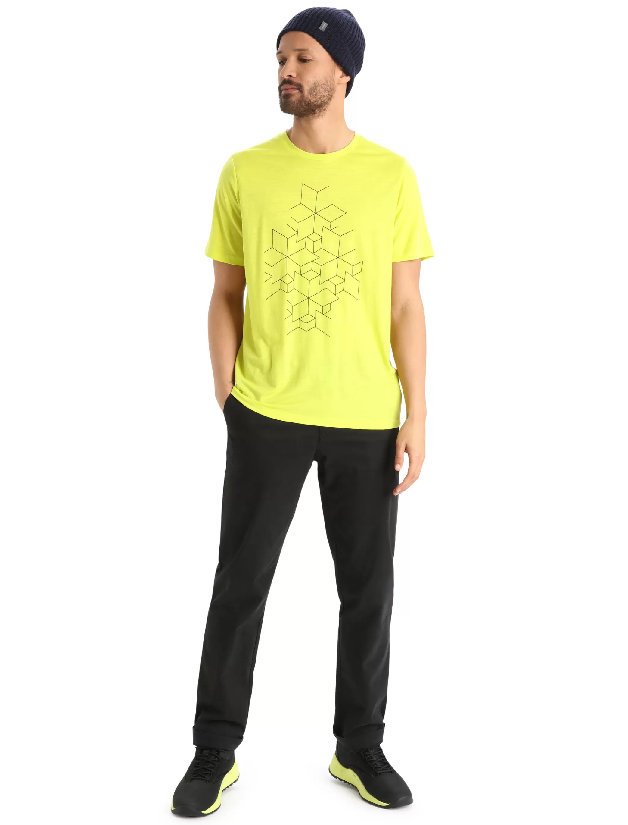 Clearance icebreaker Men'S Merino Tech Lite Ii Short Sleeve Tee Snowflake Shine