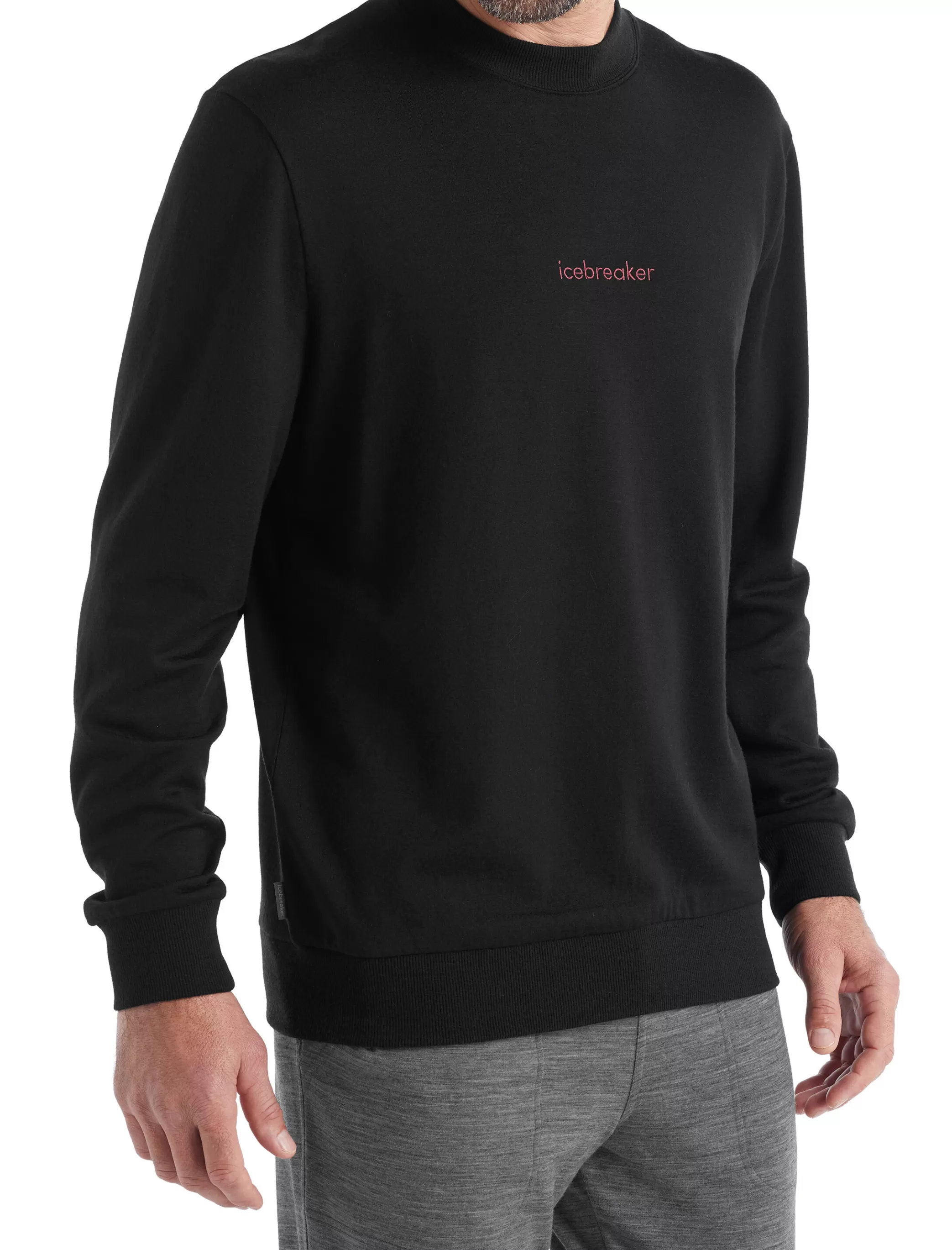 New icebreaker Men'S Merino Trailscape Long Sleeve Sweatshirt Pure Heights Black