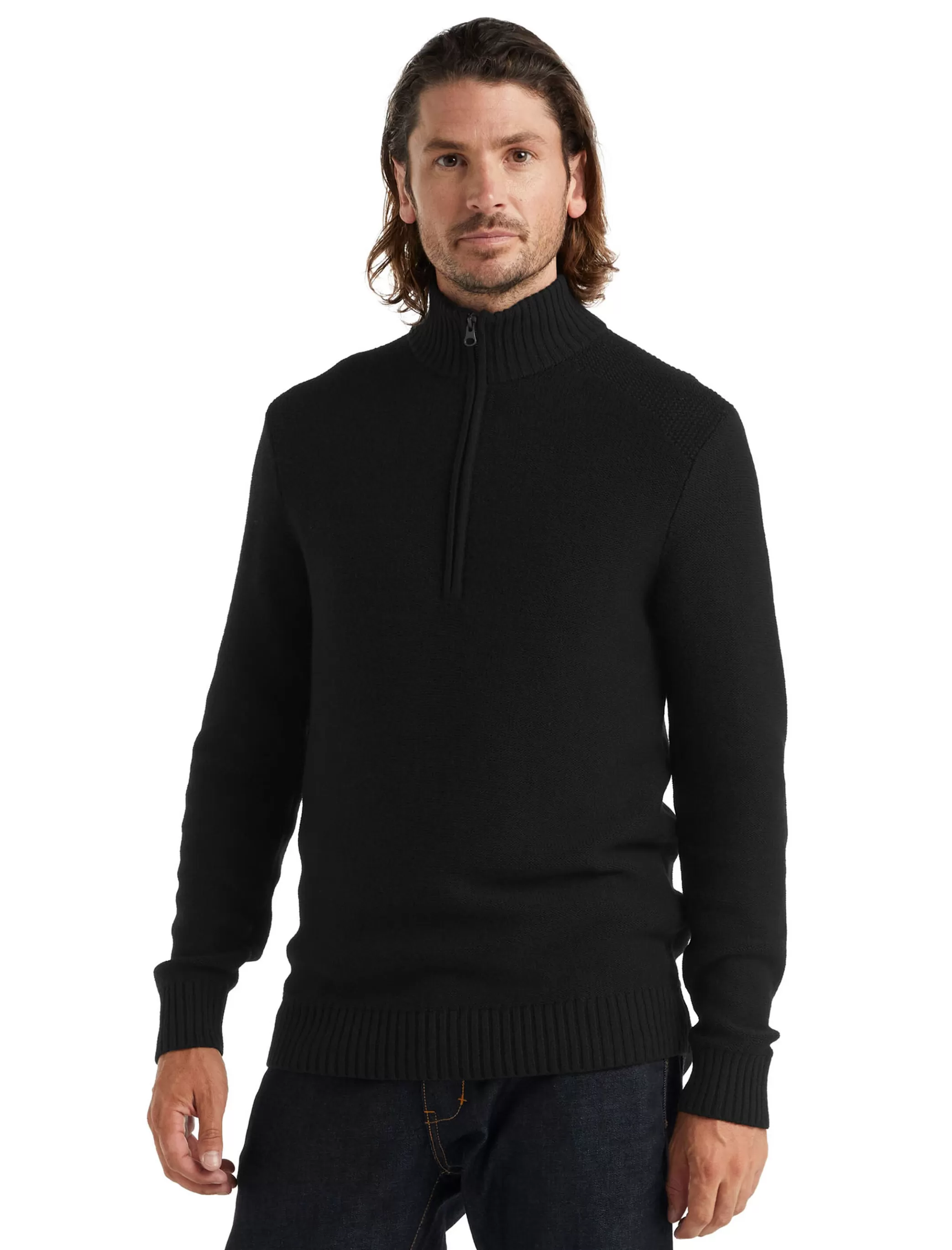 Best Sale icebreaker Men'S Merino Waypoint Long Sleeve Half Zip Top Black