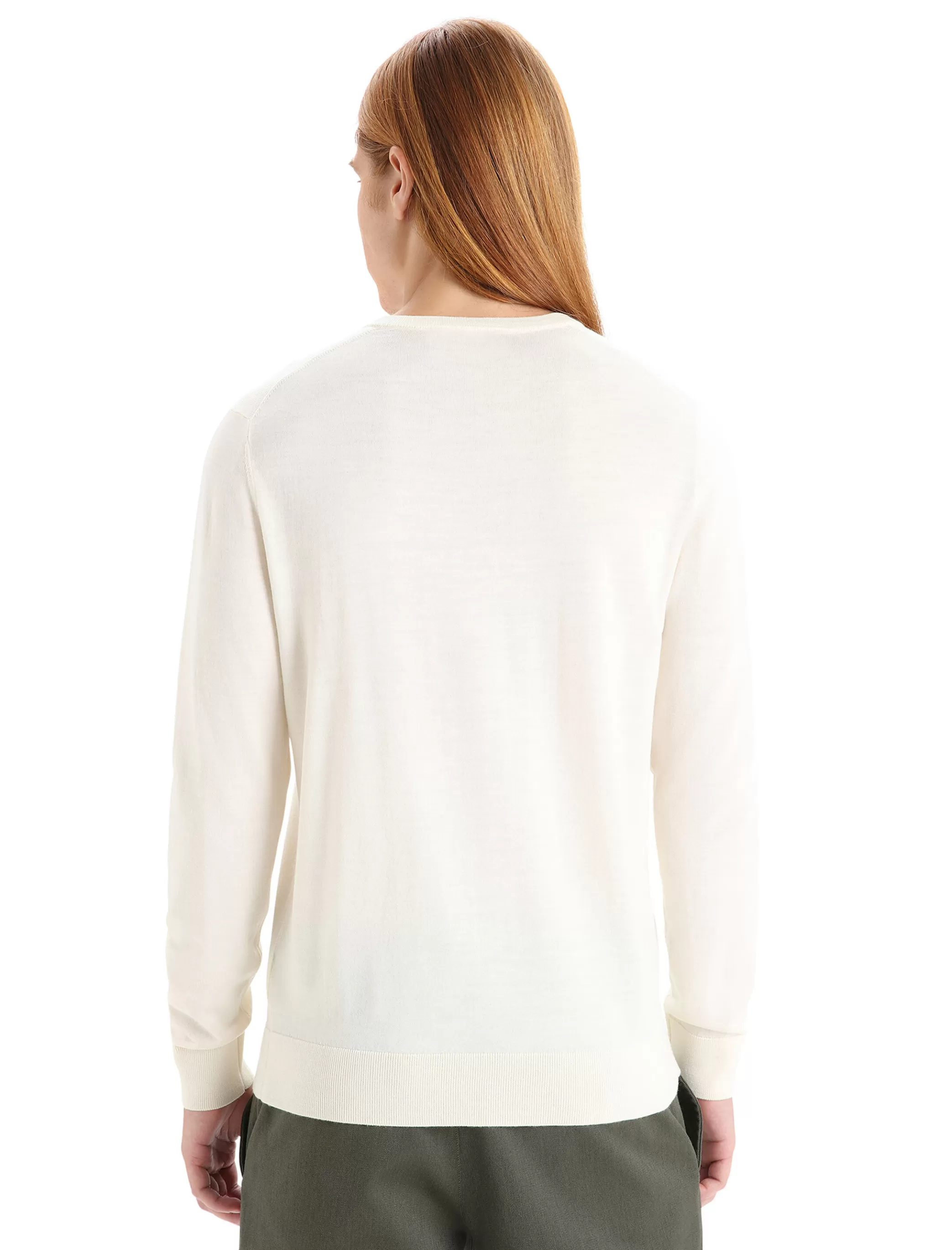 Outlet icebreaker Men'S Merino Wilcox Long Sleeve V Neck Sweater Chalk