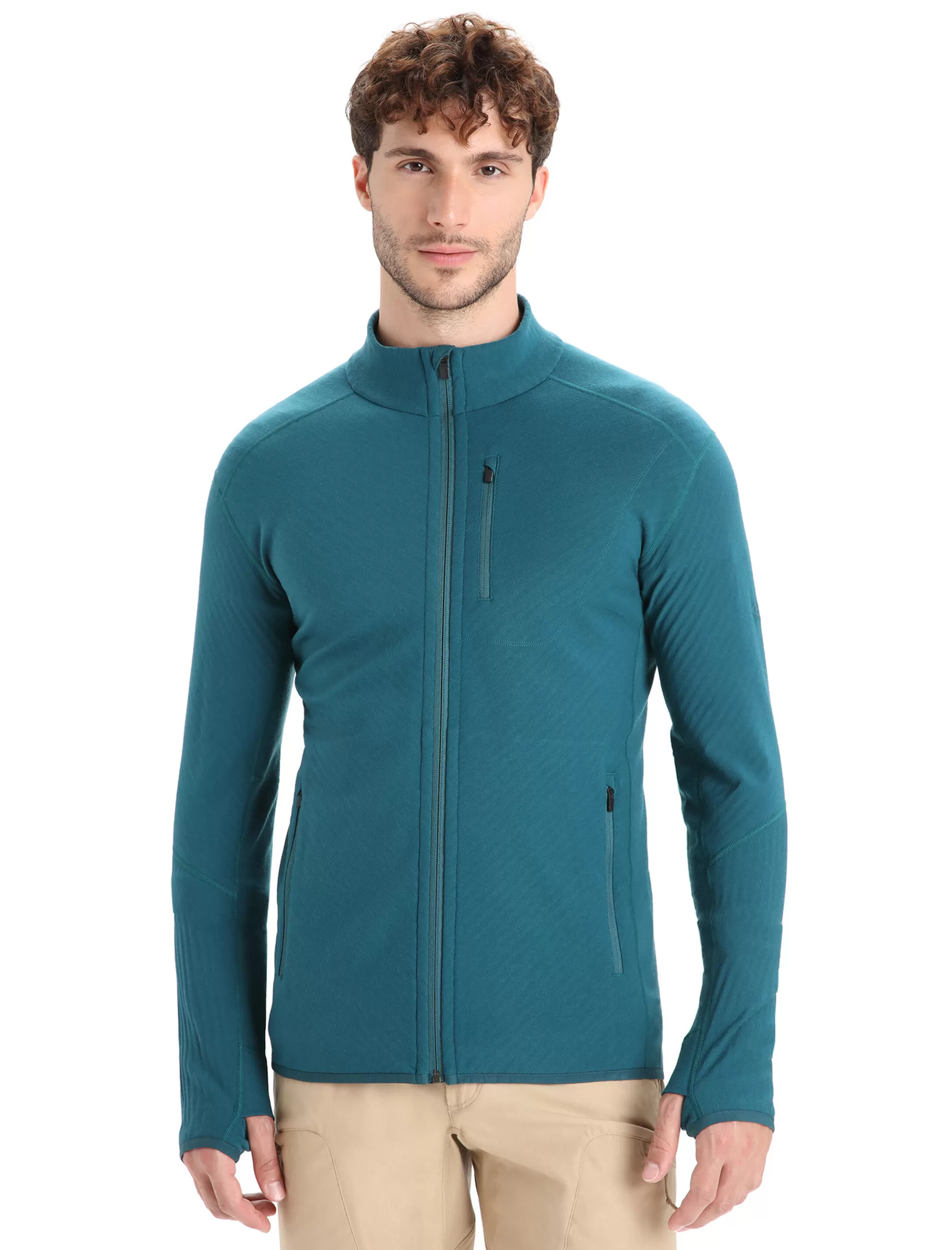 Hot icebreaker Men'S Realfleece™ Merino Descender Long Sleeve Zip Jacket Green Glory