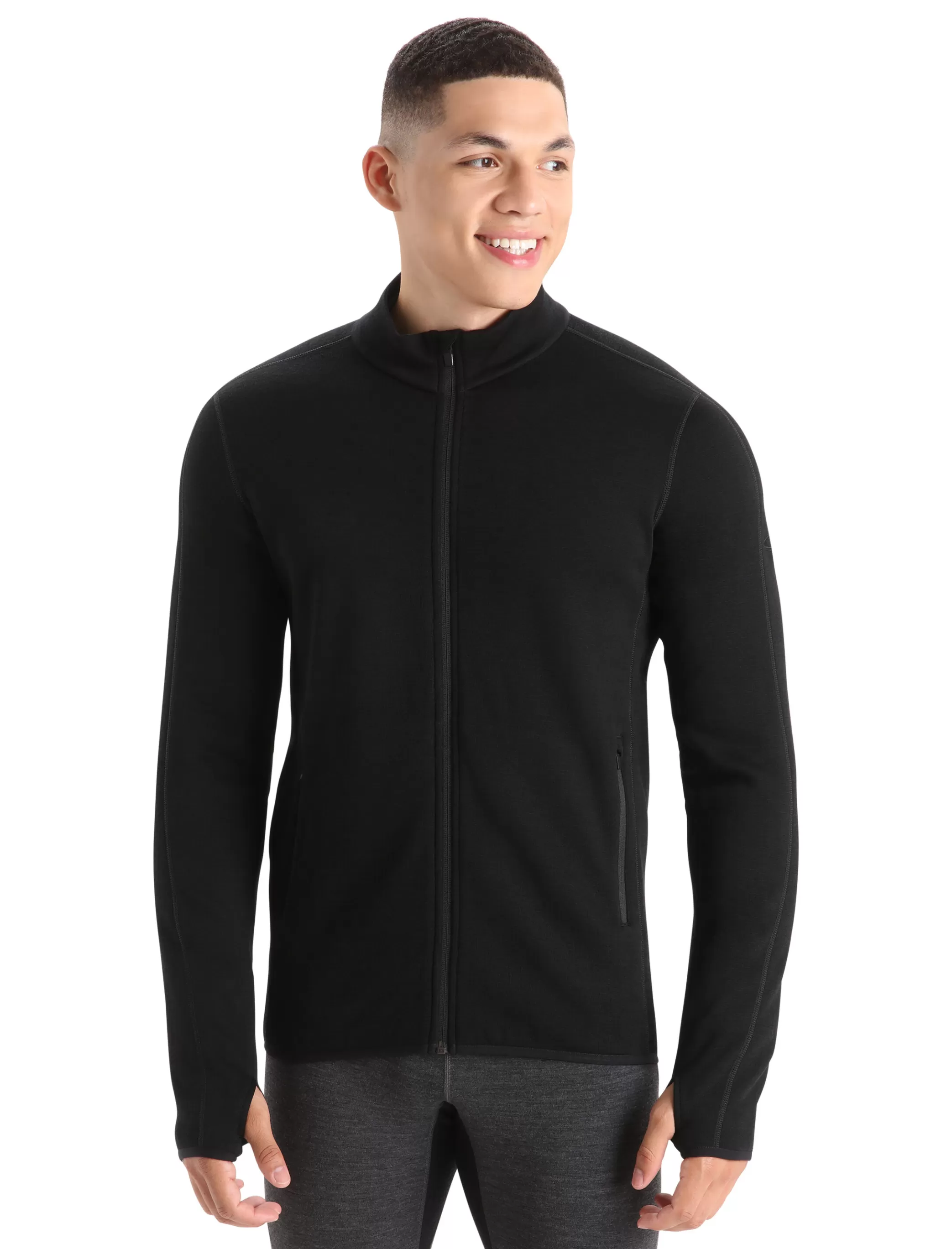 Best Sale icebreaker Men'S Realfleece™ Merino Elemental Long Sleeve Zip Jacket Black