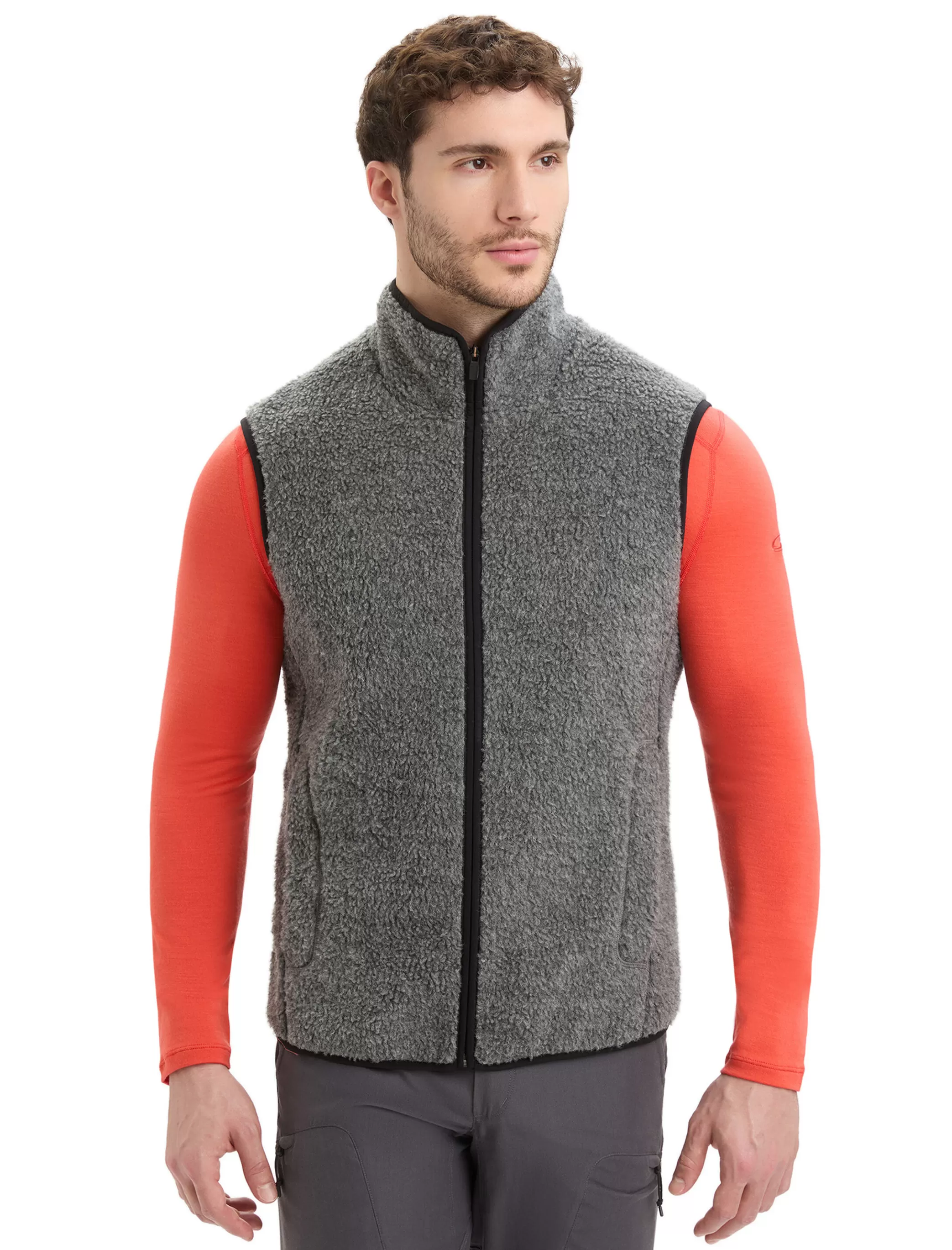 Clearance icebreaker Men'S Realfleece™ Merino High Pile Vest Gritstone Heather/Black