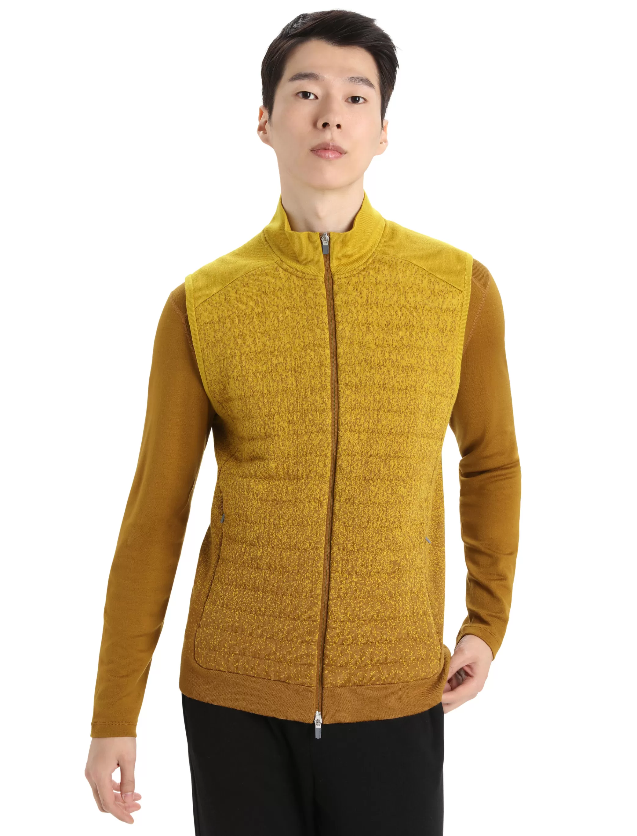 New icebreaker Men'S Zoneknit™ Merino Insulated Vest Into The Deep Clove/Silent Gold