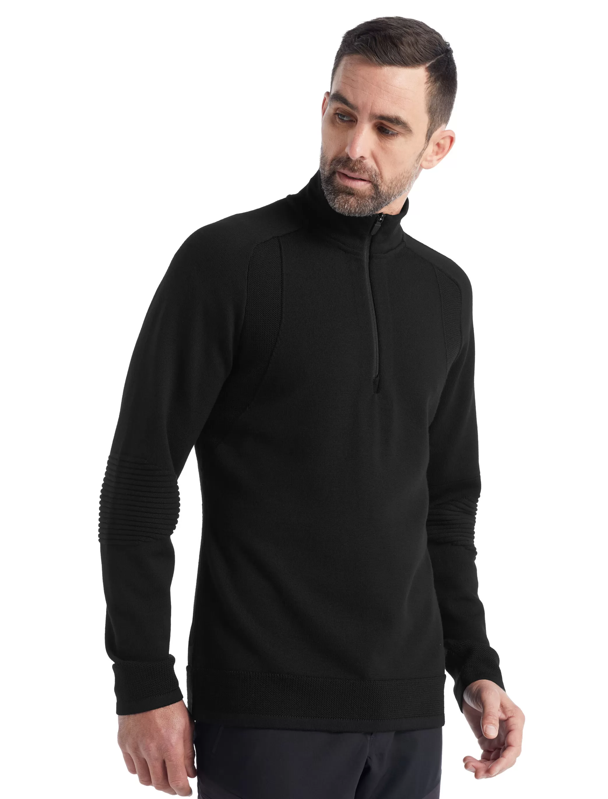 New icebreaker Men'S Zoneknit™ Merino Long Sleeve Half Zip Black