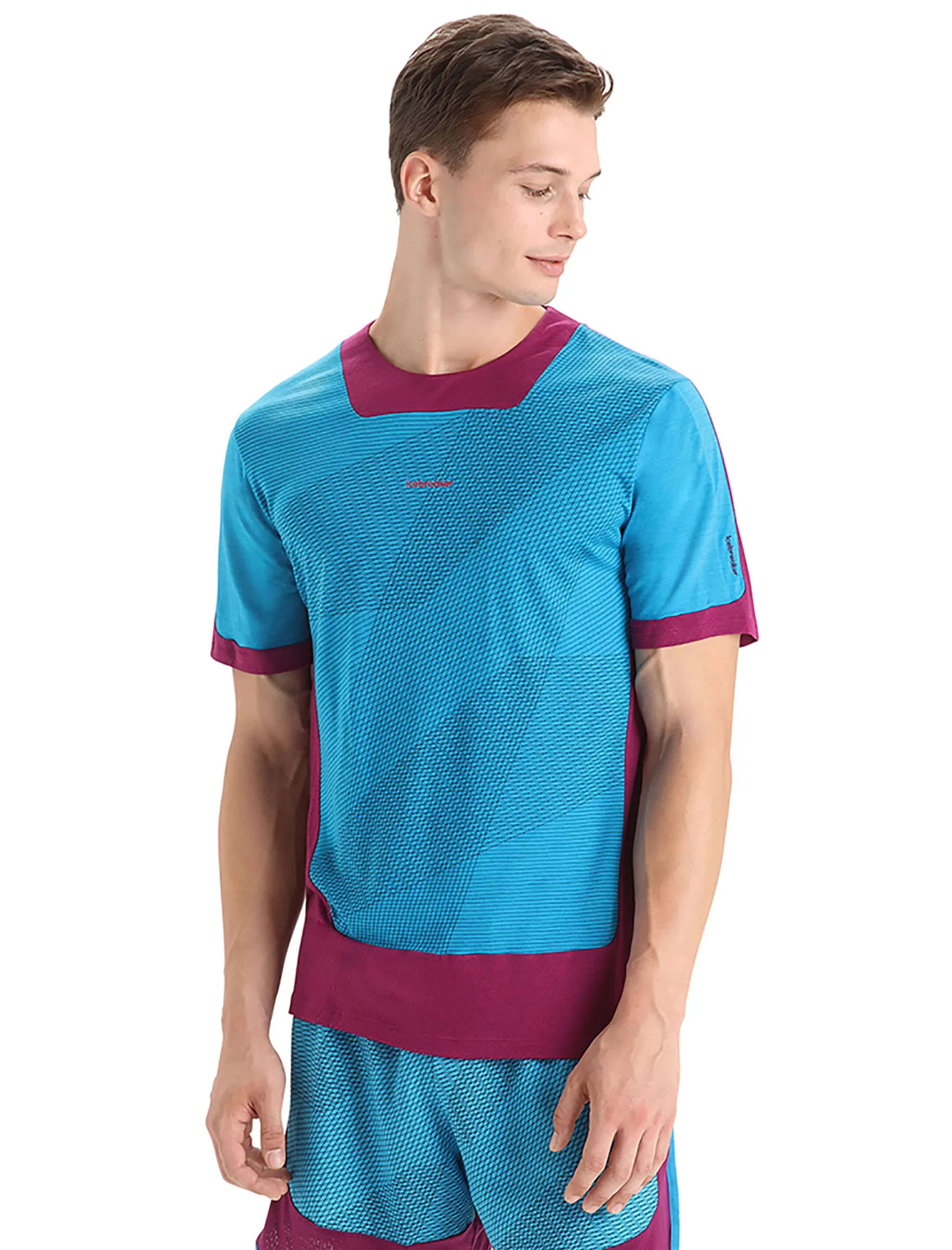 Hot icebreaker Men'S Zoneknit™ Merino Short Sleeve T-Shirt Geodetic Geo Blue/Go Berry