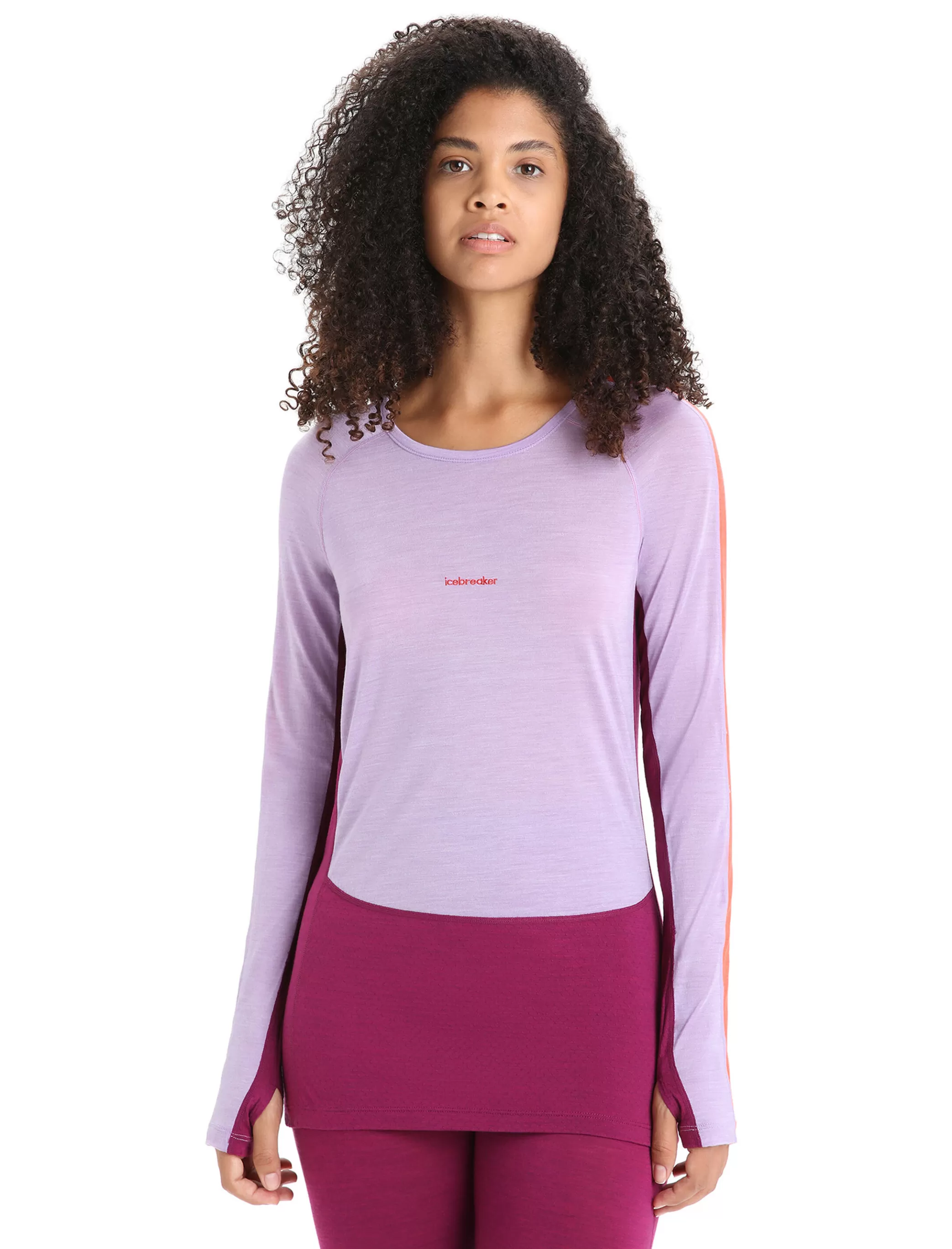 Cheap icebreaker Women'S 125 Zoneknit™ Merino Long Sleeve Crewe Thermal Top Purple Gaze/Go Berry