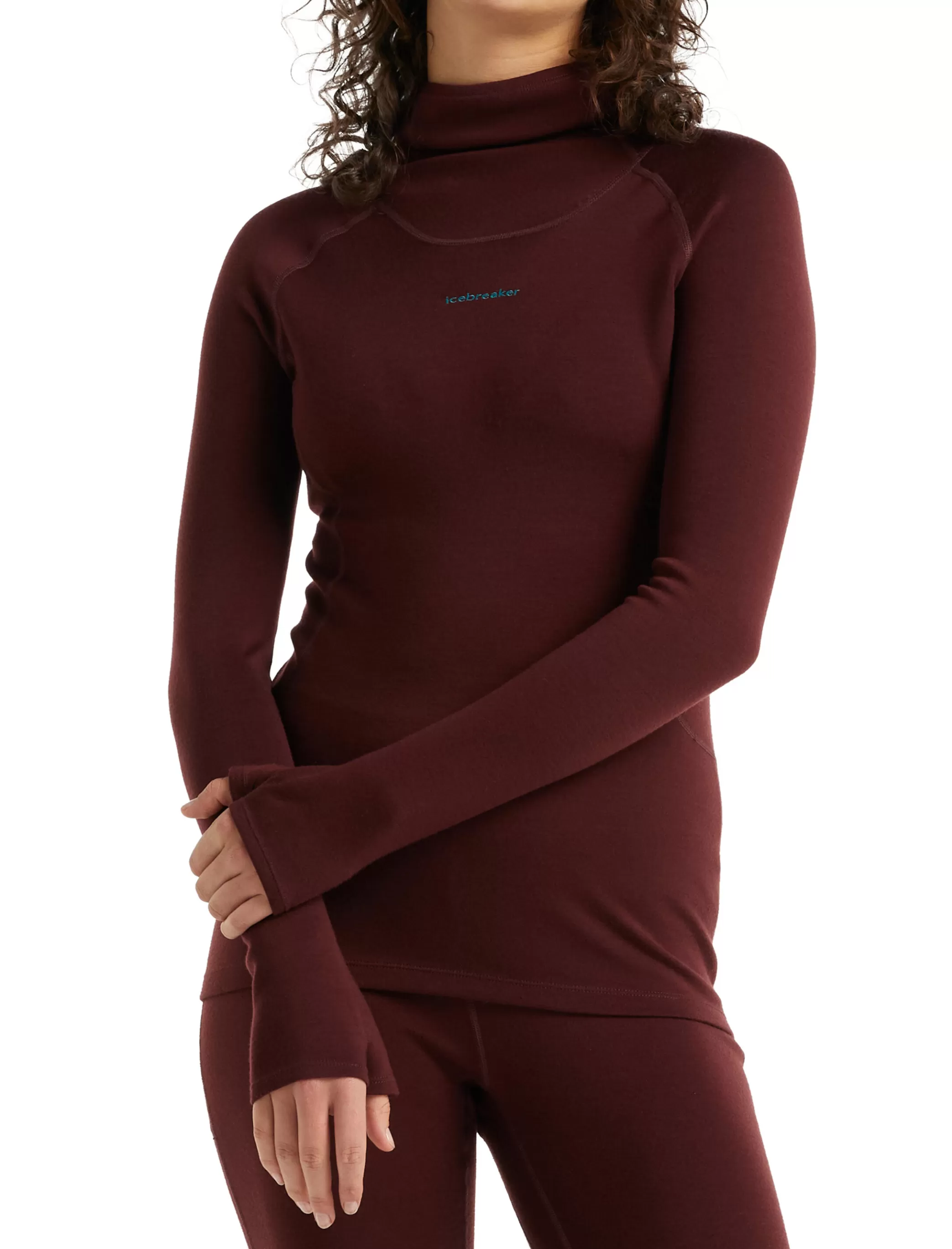 Clearance icebreaker Women'S 15.5 Merino Long Sleeve Roll Neck Thermal Top Espresso