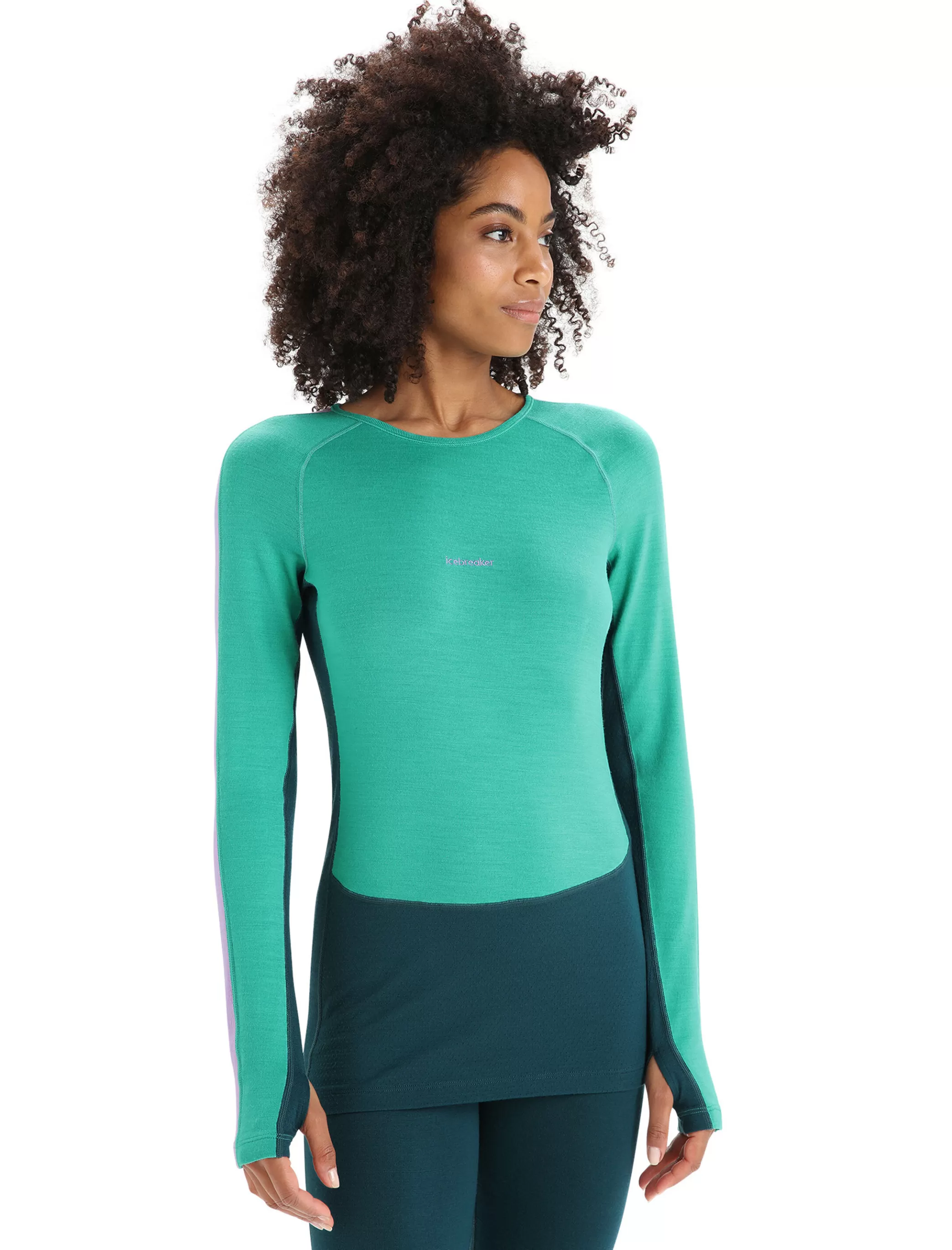 Best Sale icebreaker Women'S 260 Zoneknit™ Merino Long Sleeve Crewe Thermal Top Fresh/Green Glory