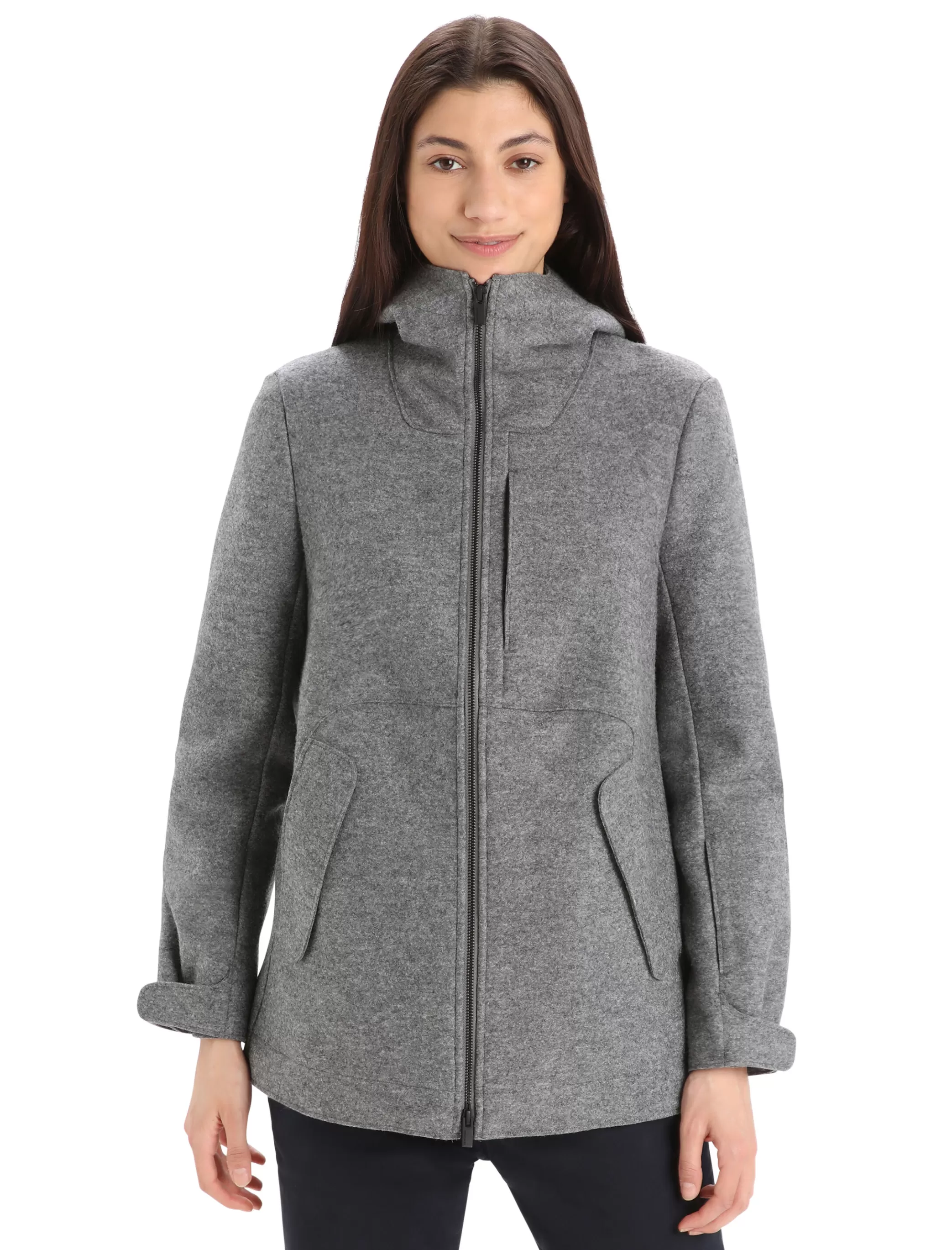 Store icebreaker Women'S Felted Merino Hooded Jacket Gritstone Heather