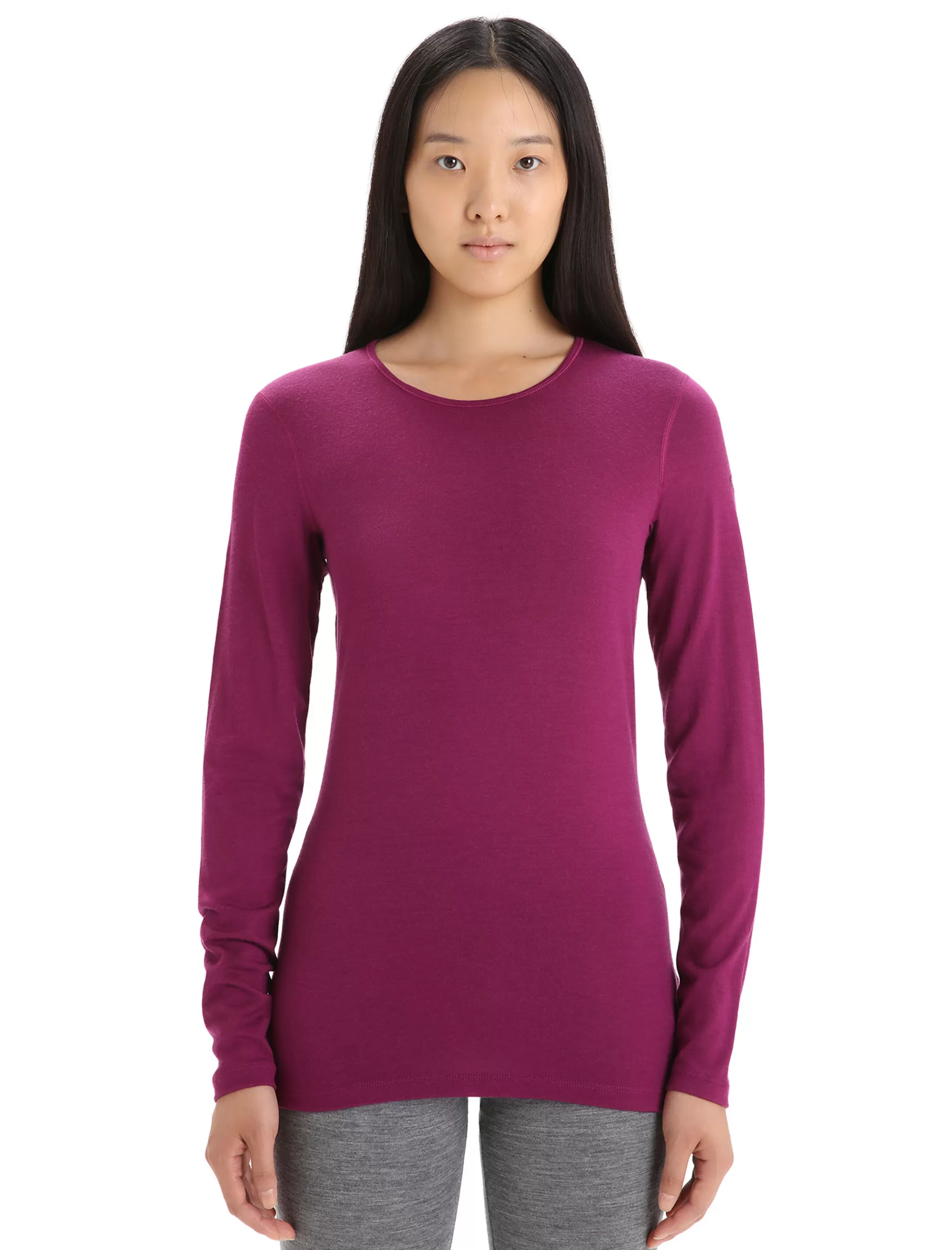 Flash Sale icebreaker Women'S Merino 200 Oasis Long Sleeve Crewe Thermal Top Go Berry