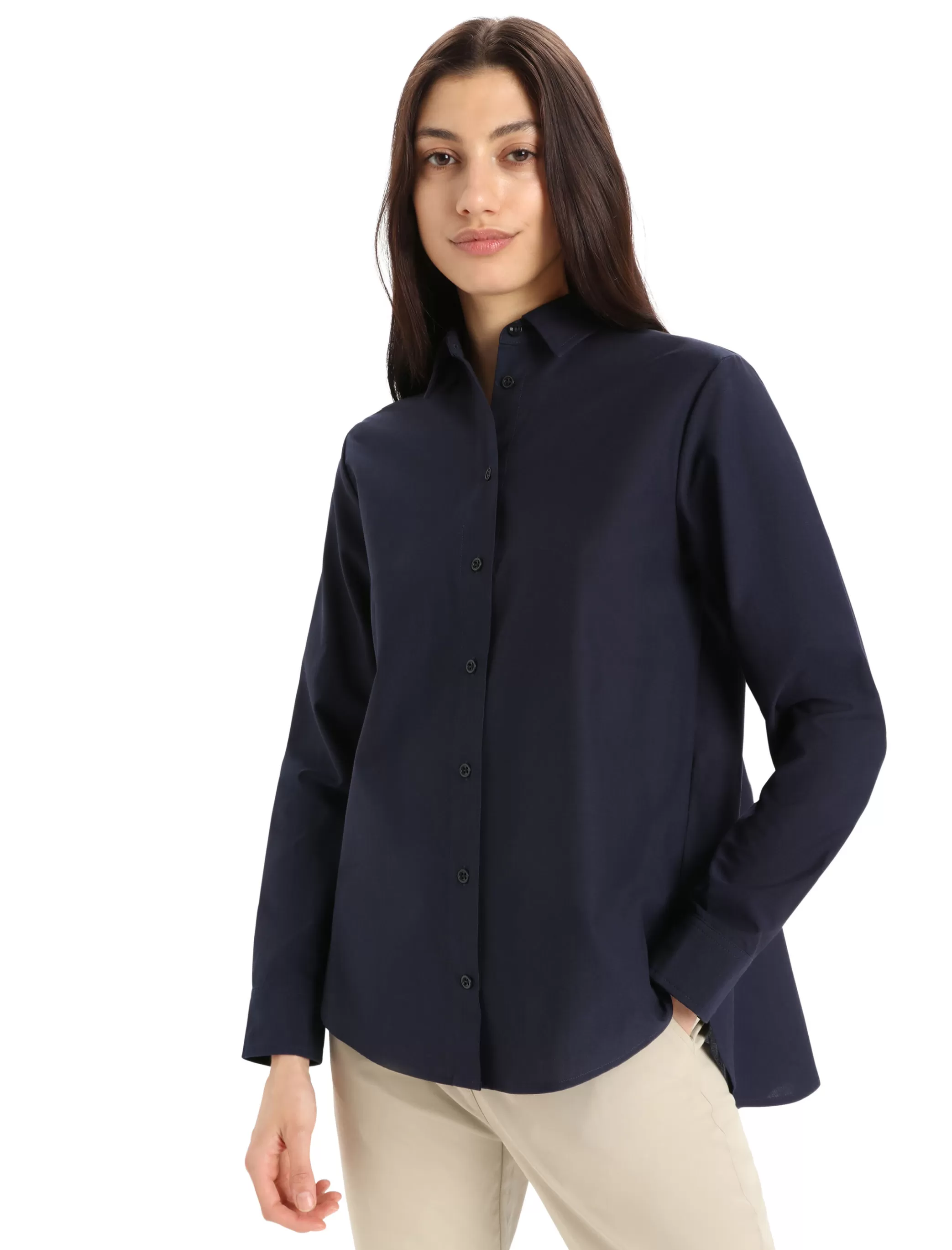 Clearance icebreaker Women'S Merino Berlin Long Sleeve Shirt Midnight Navy