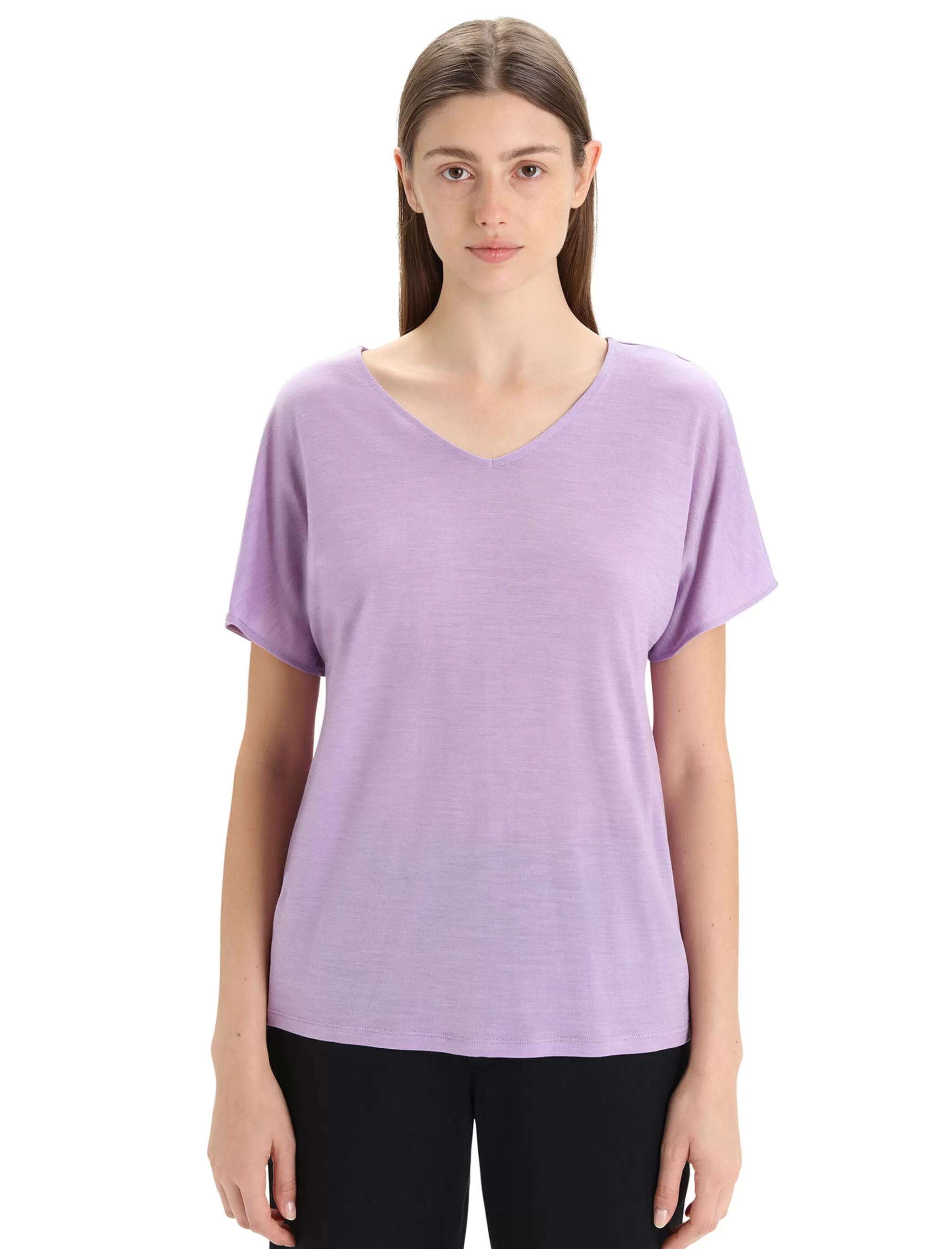 Sale icebreaker Women'S Merino Drayden Reversible Short Sleeve Top Purple Gaze