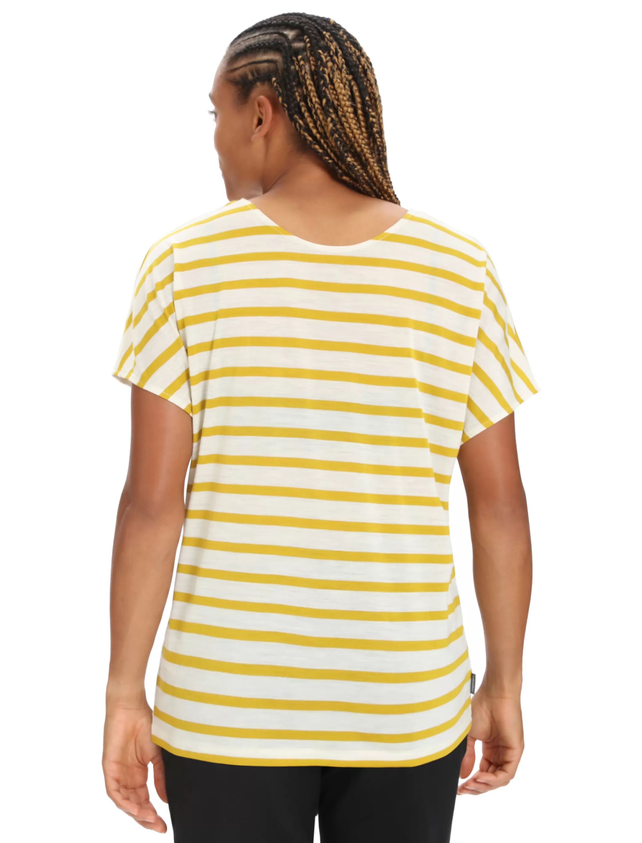 Online icebreaker Women'S Merino Drayden Reversible Short Sleeve Top Stripe Ecru Heather/Silent Gold