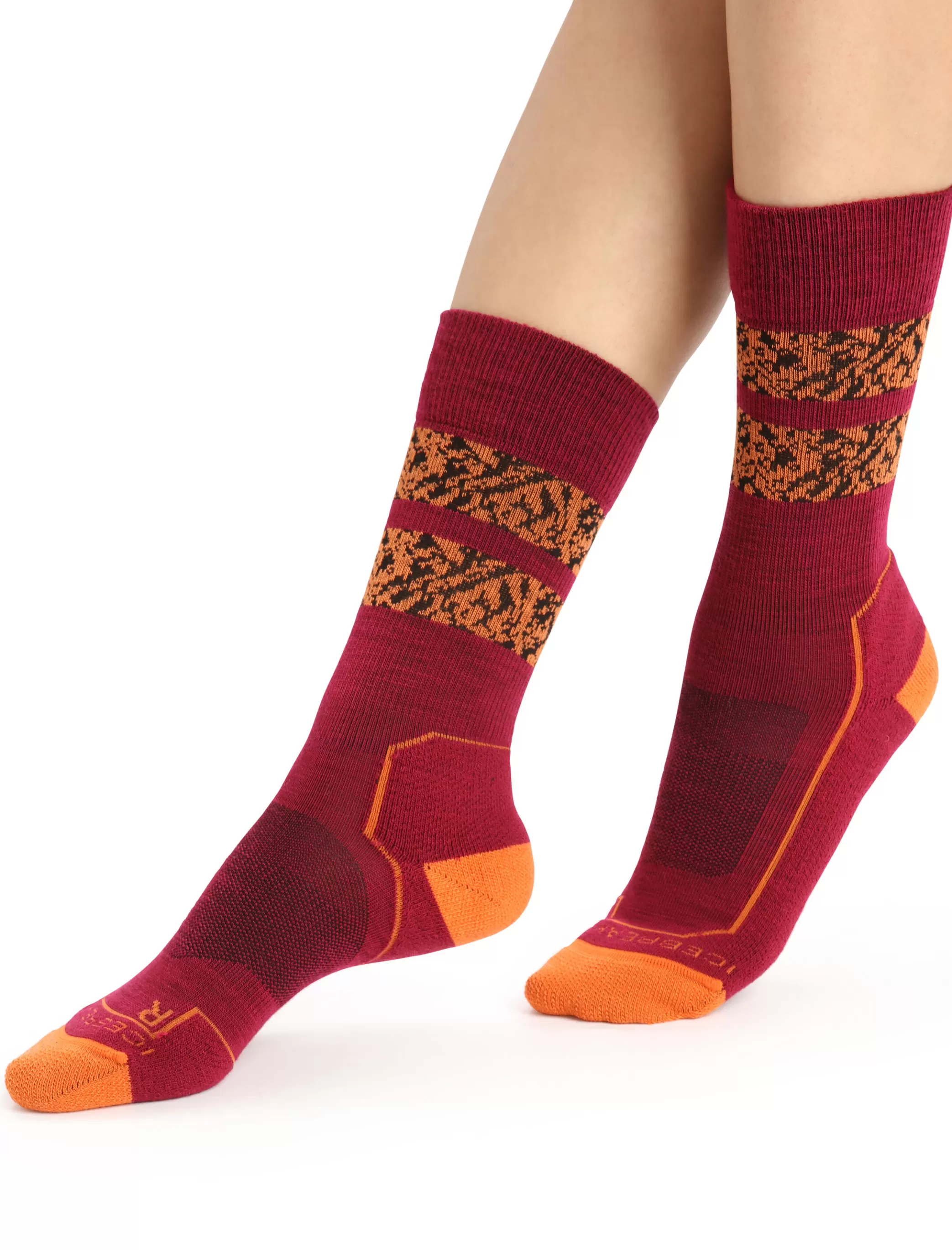 Best icebreaker Women'S Merino Hike+ Light Crew Natural Summit Socks Cherry/Flash