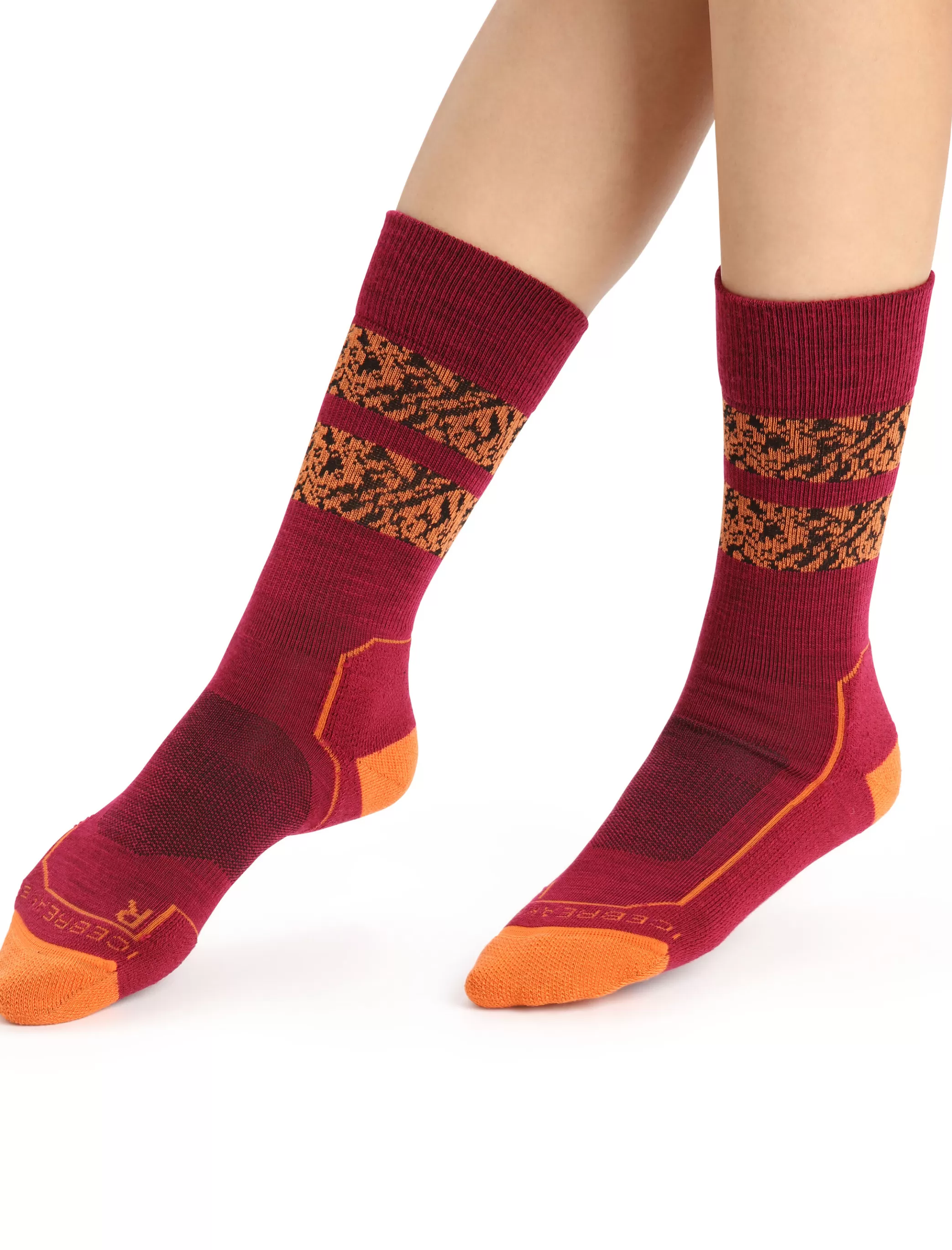 Best icebreaker Women'S Merino Hike+ Light Crew Natural Summit Socks Cherry/Flash