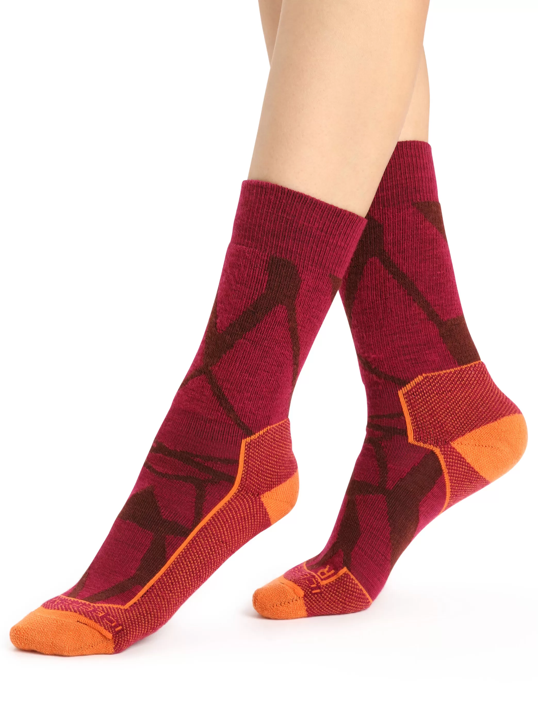 Fashion icebreaker Women'S Merino Hike+ Medium Crew Fractured Landscapes Socks Cherry/Espresso