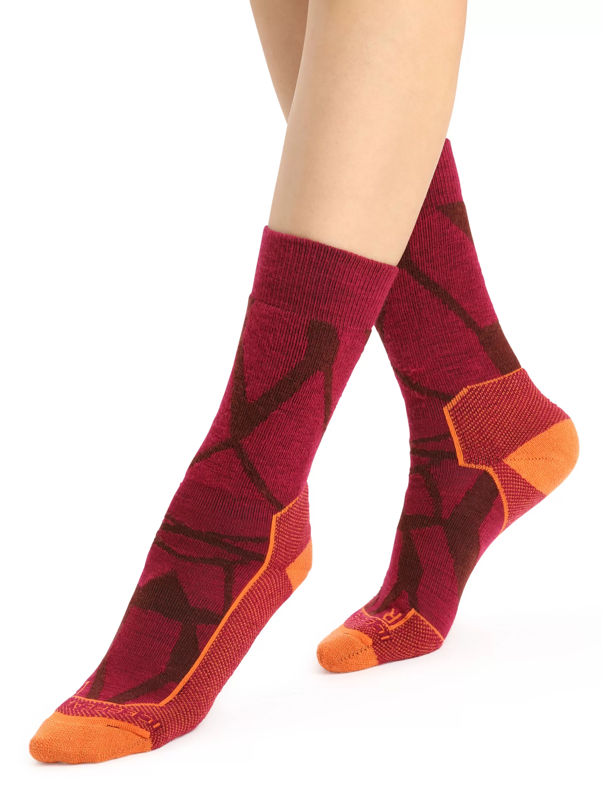 Fashion icebreaker Women'S Merino Hike+ Medium Crew Fractured Landscapes Socks Cherry/Espresso