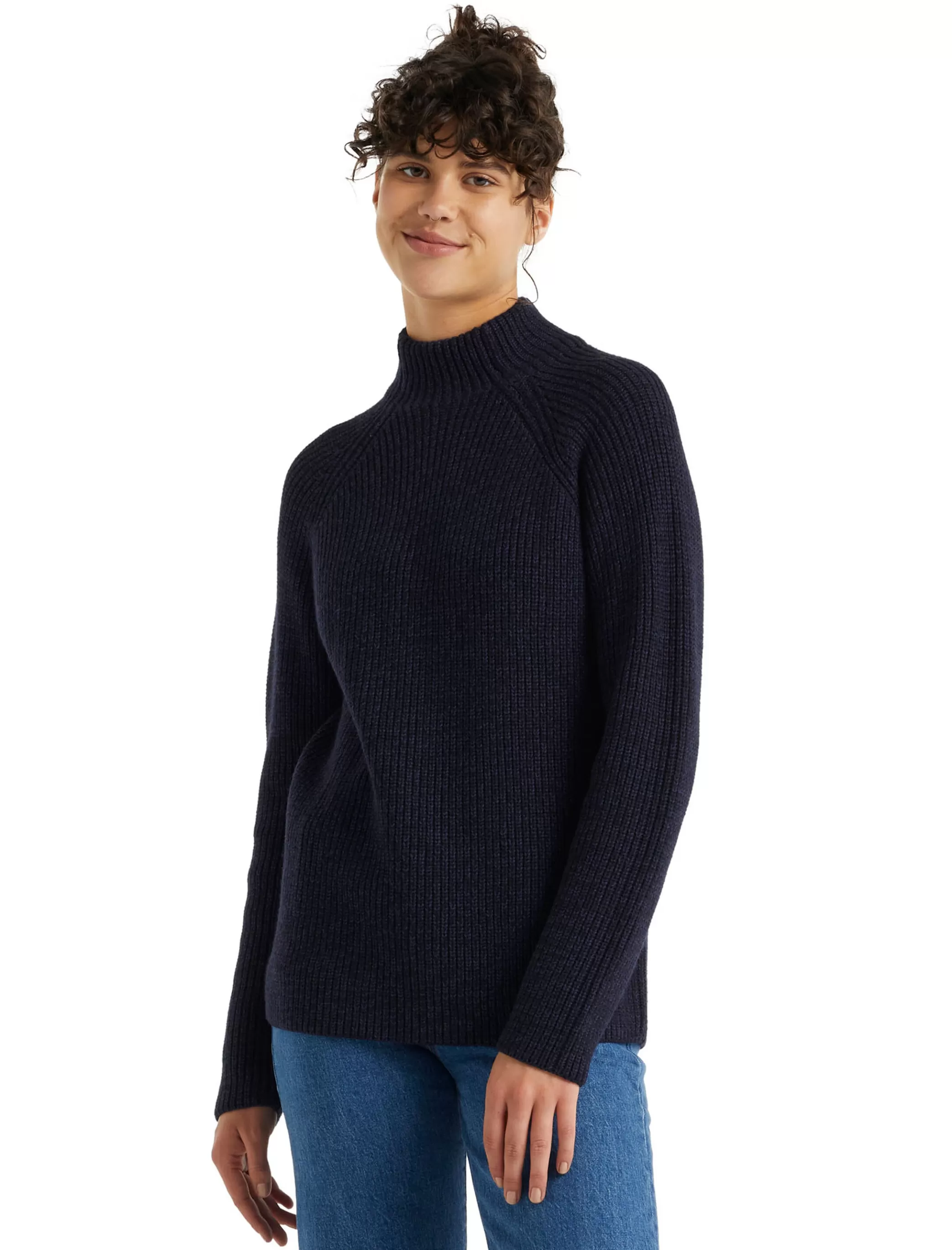 Clearance icebreaker Women'S Merino Hillock Funnel Neck Sweater Midnight Navy/Royal Navy