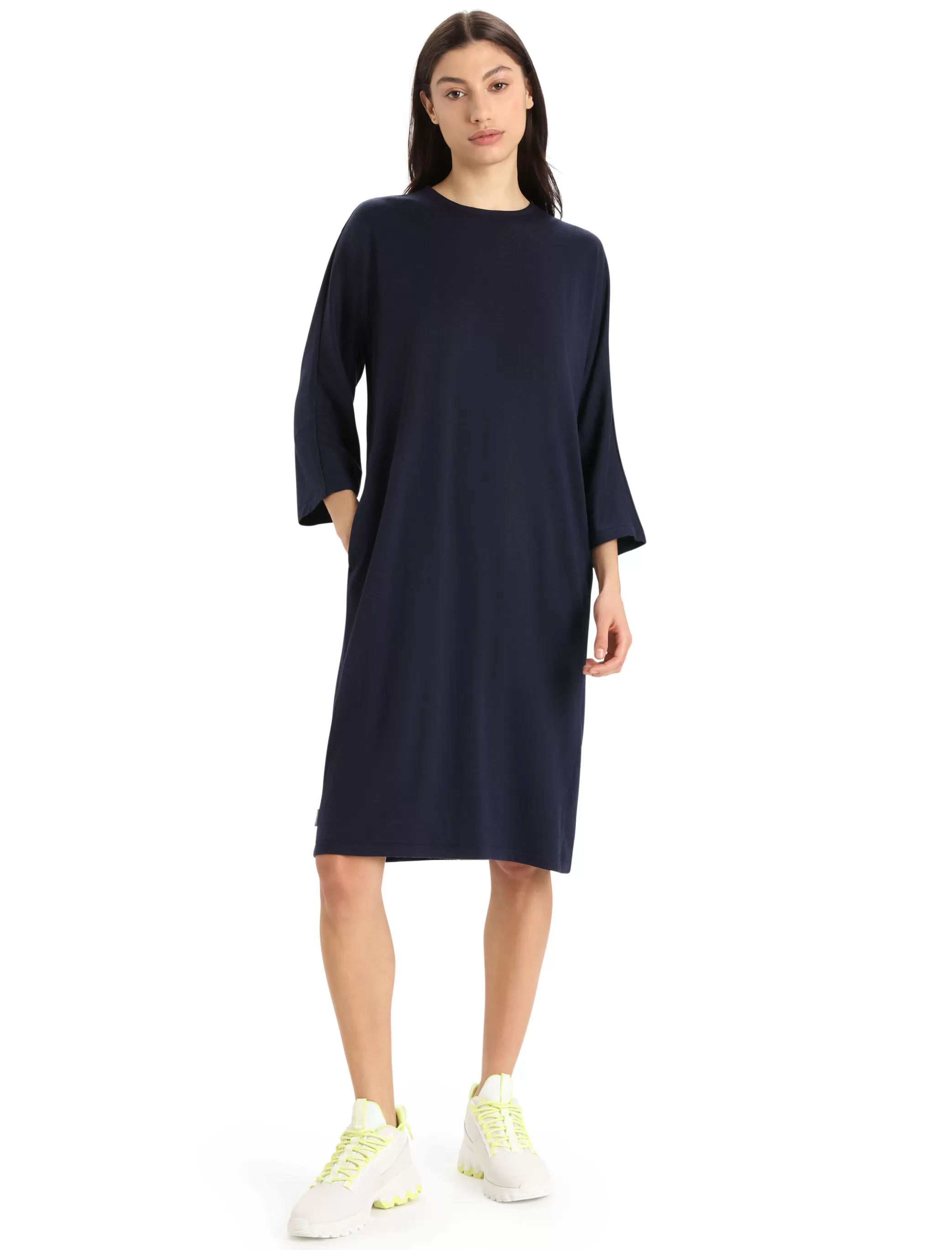 Fashion icebreaker Women'S Merino Oasis Long Sleeve Dress Midnight Navy