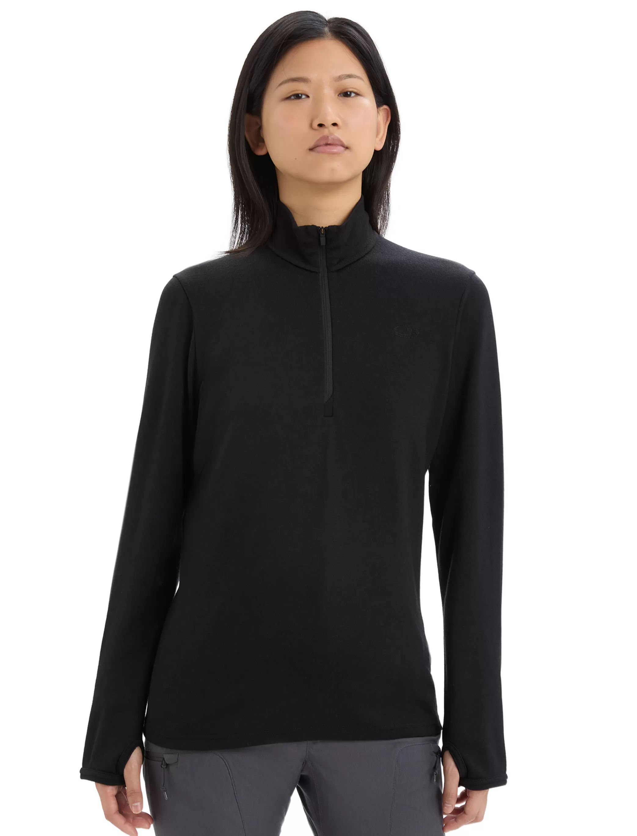 Hot icebreaker Women'S Merino Original Long Sleeve Half Zip Sweater Black