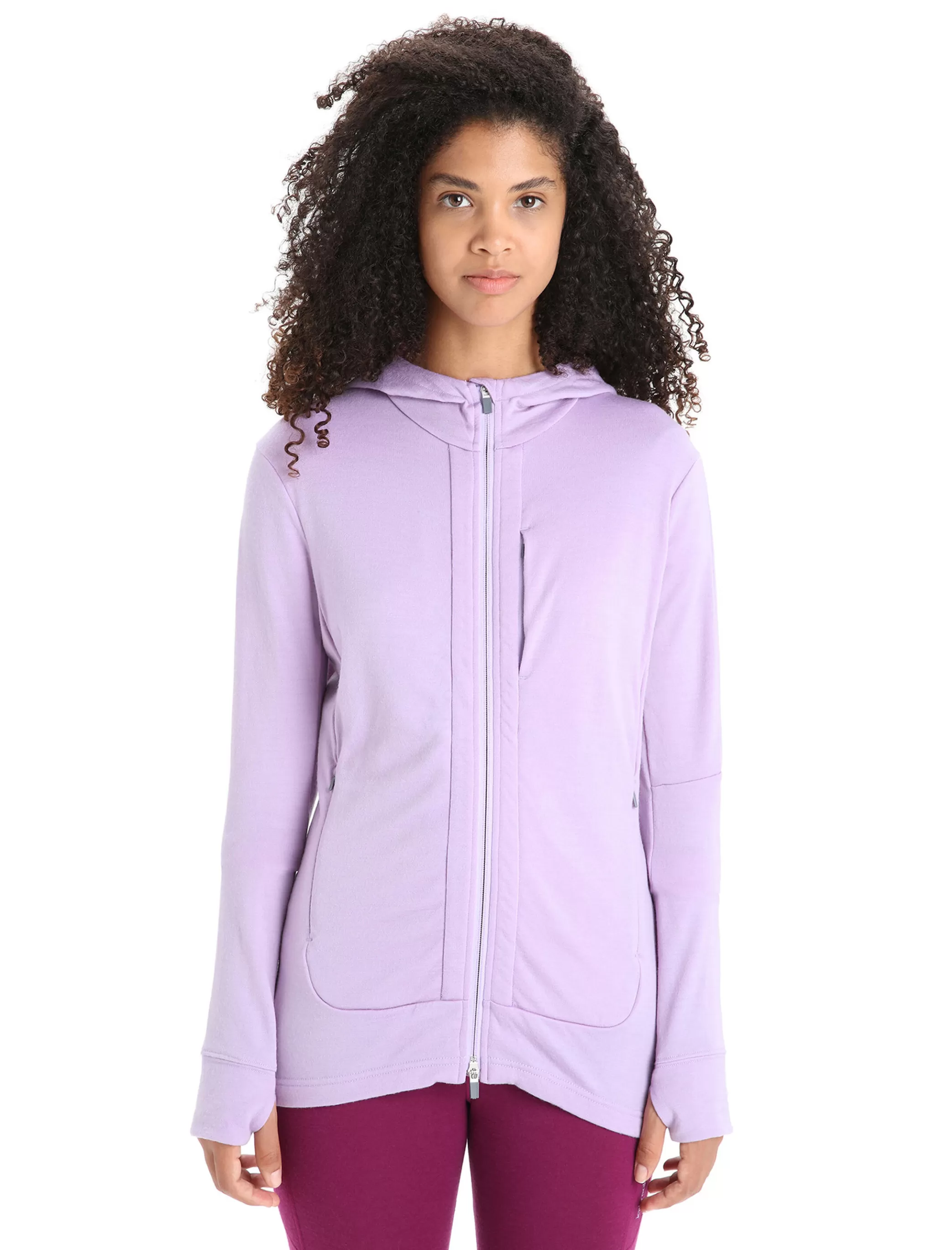 Fashion icebreaker Women'S Merino Quantum Iii Long Sleeve Zip Hoodie Purple Gaze/Go Berry