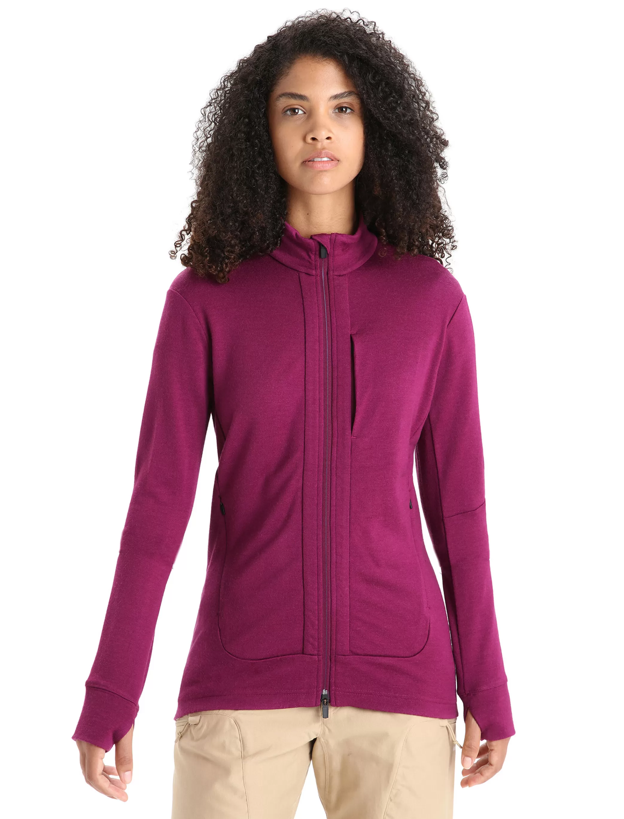 Flash Sale icebreaker Women'S Merino Quantum Iii Long Sleeve Zip Jacket Go Berry