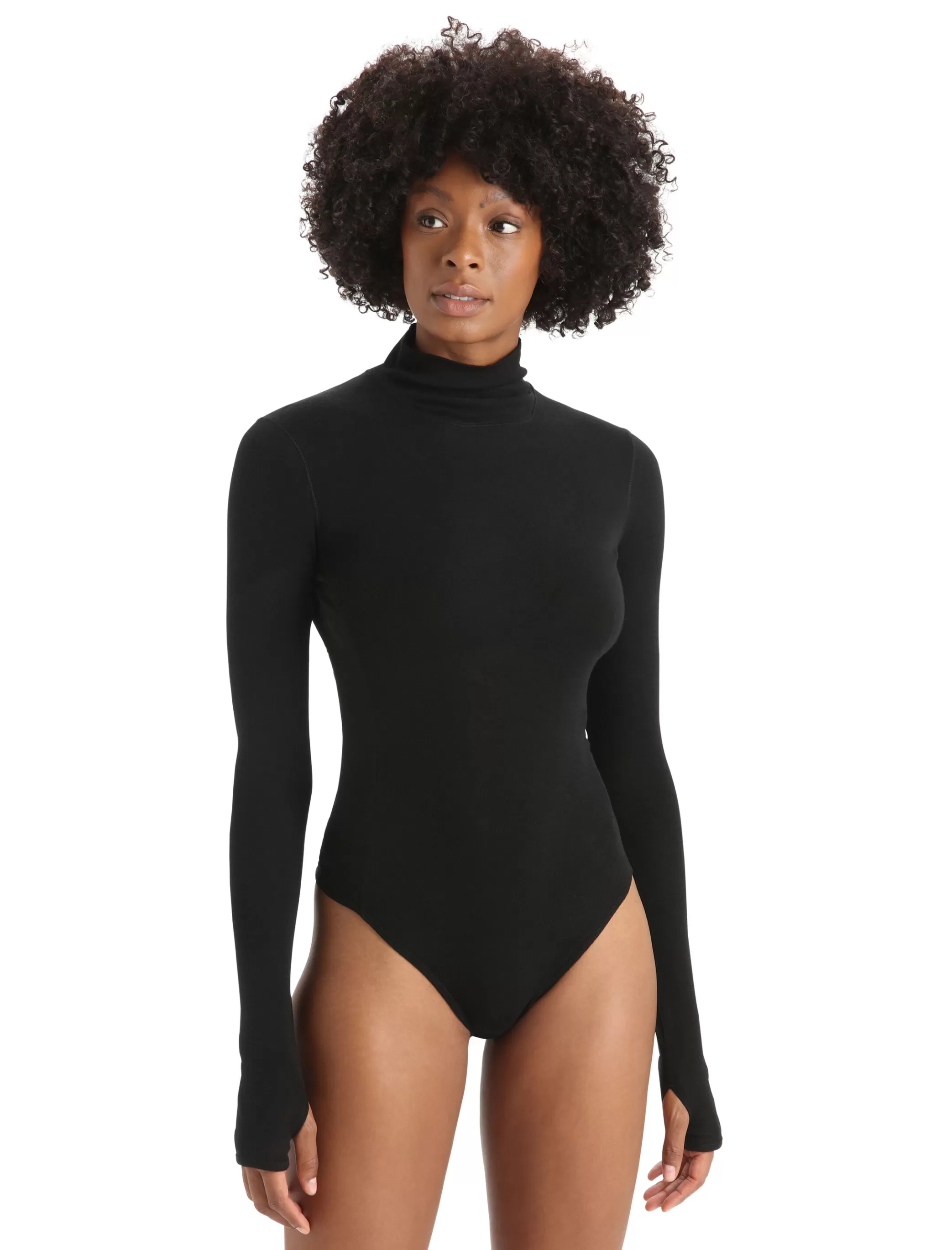 Clearance icebreaker Women'S Merino Queens Long Sleeve High Neck Bodysuit Black