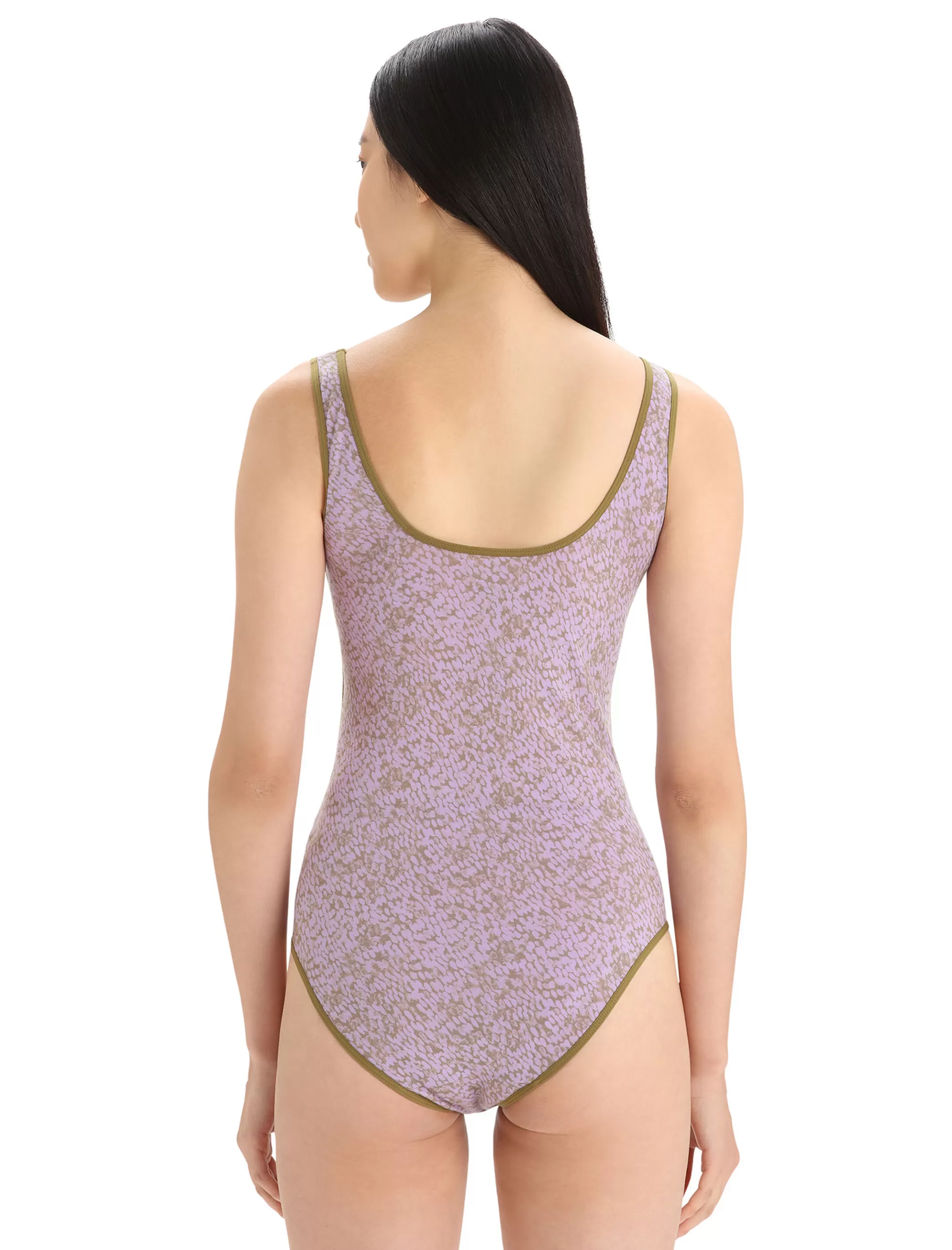 Clearance icebreaker Women'S Merino Queens Tank Bodysuit Algae/Purple Haze