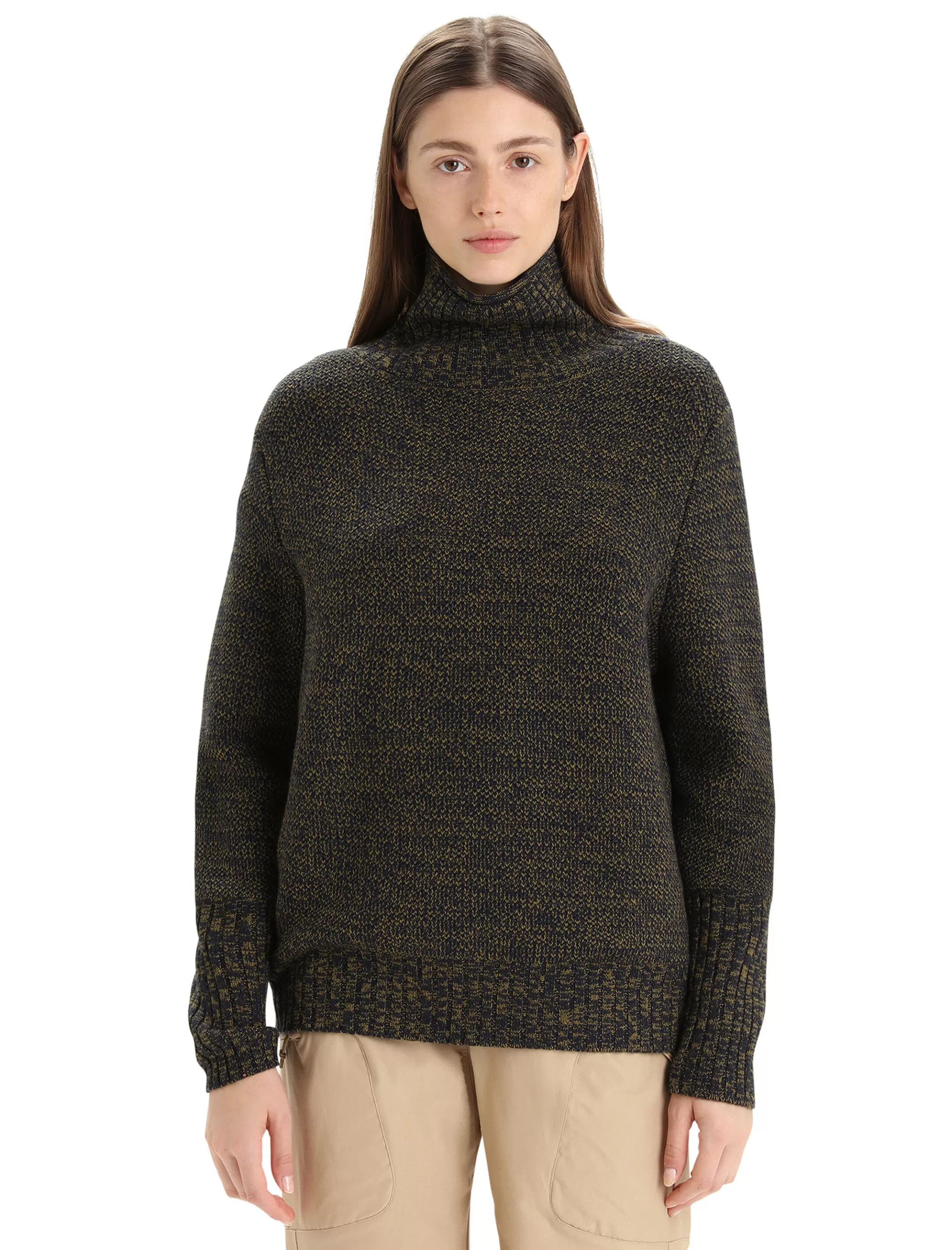 Sale icebreaker Women'S Merino Seevista Funnel Neck Sweater Midnight Navy/Algae