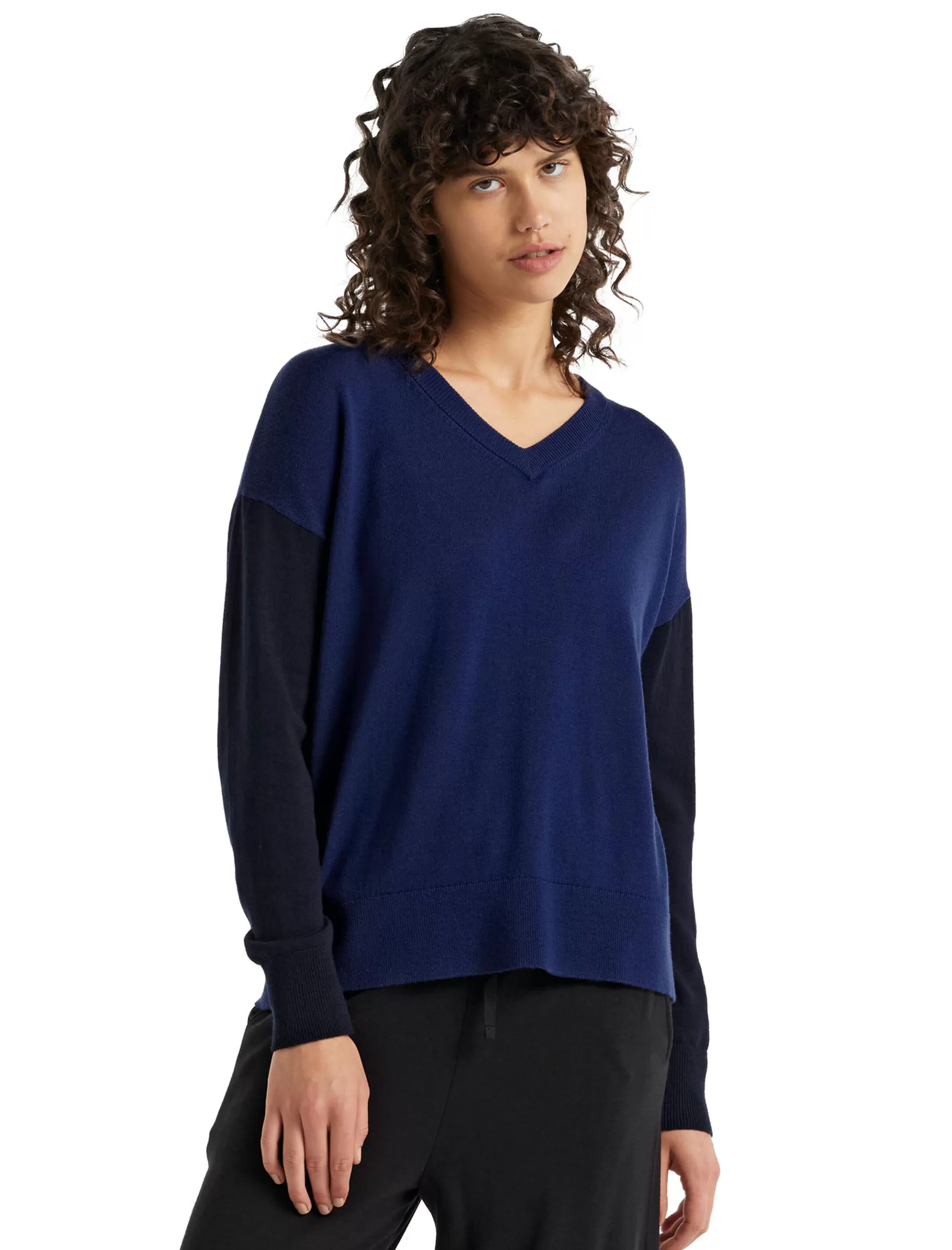 Online icebreaker Women'S Merino Shearer V Neck Sweater Royal Navy/Midnight Navy