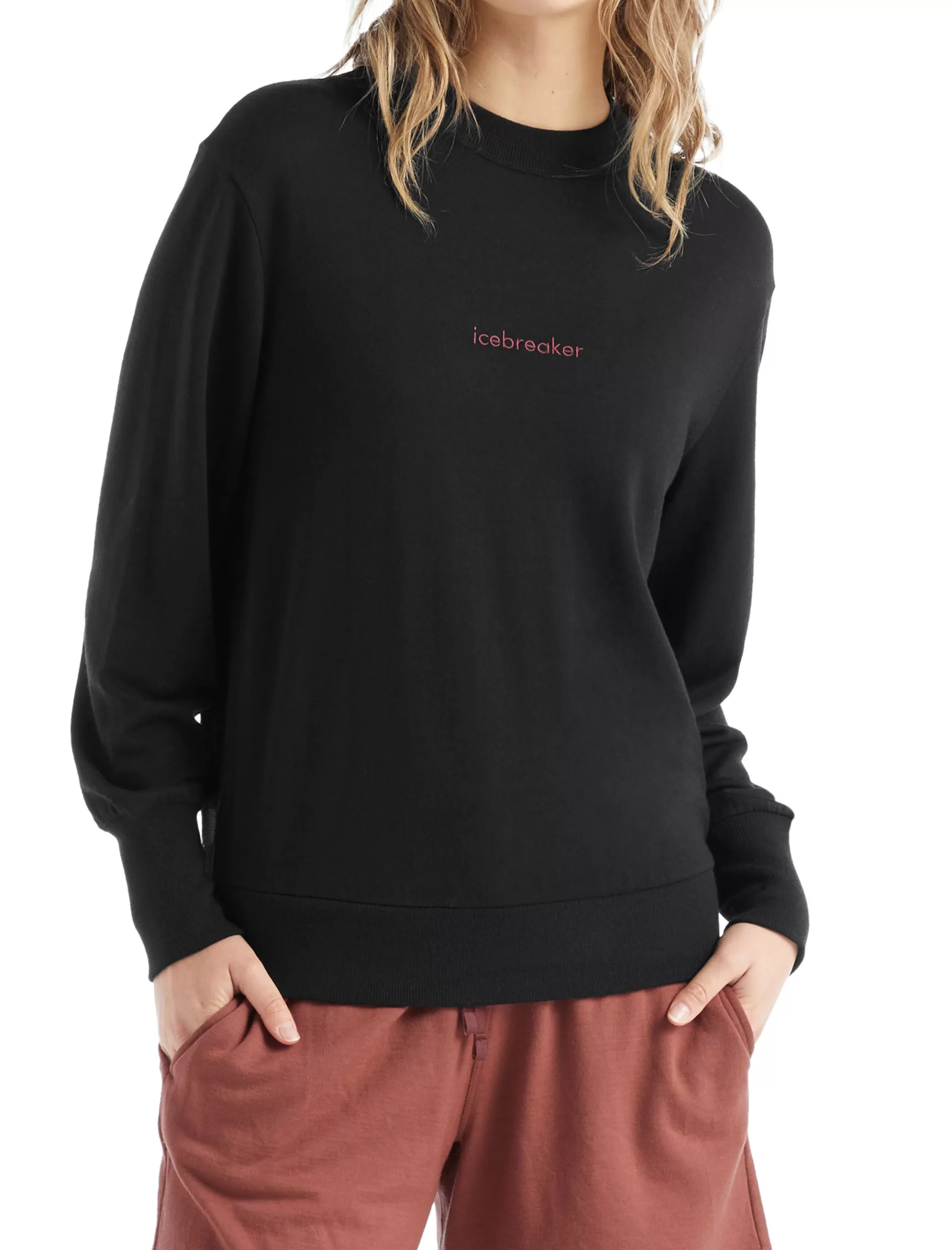 Clearance icebreaker Women'S Merino Trailscape Long Sleeve Sweatshirt Pure Heights Black