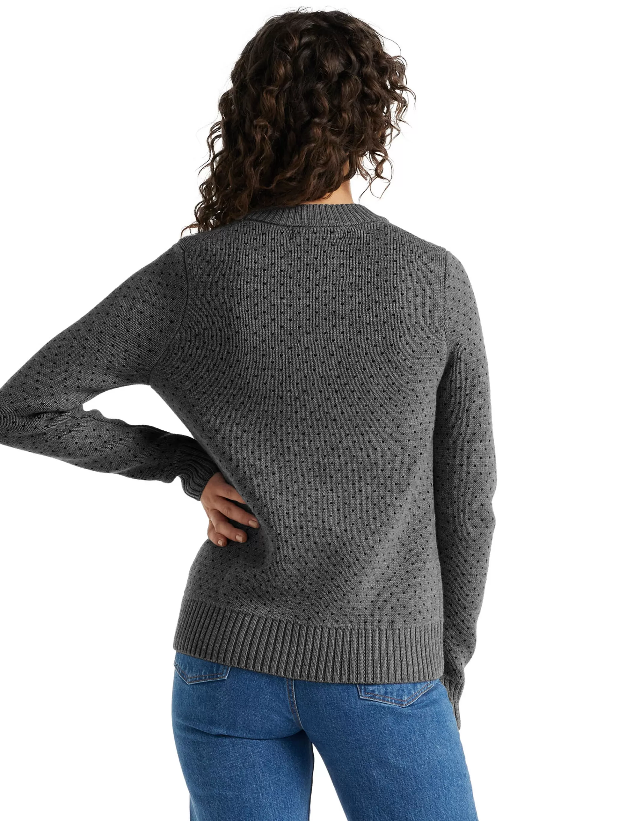 Sale icebreaker Women'S Merino Waypoint Crewe Sweater Gritstone Heather/Midnight Navy