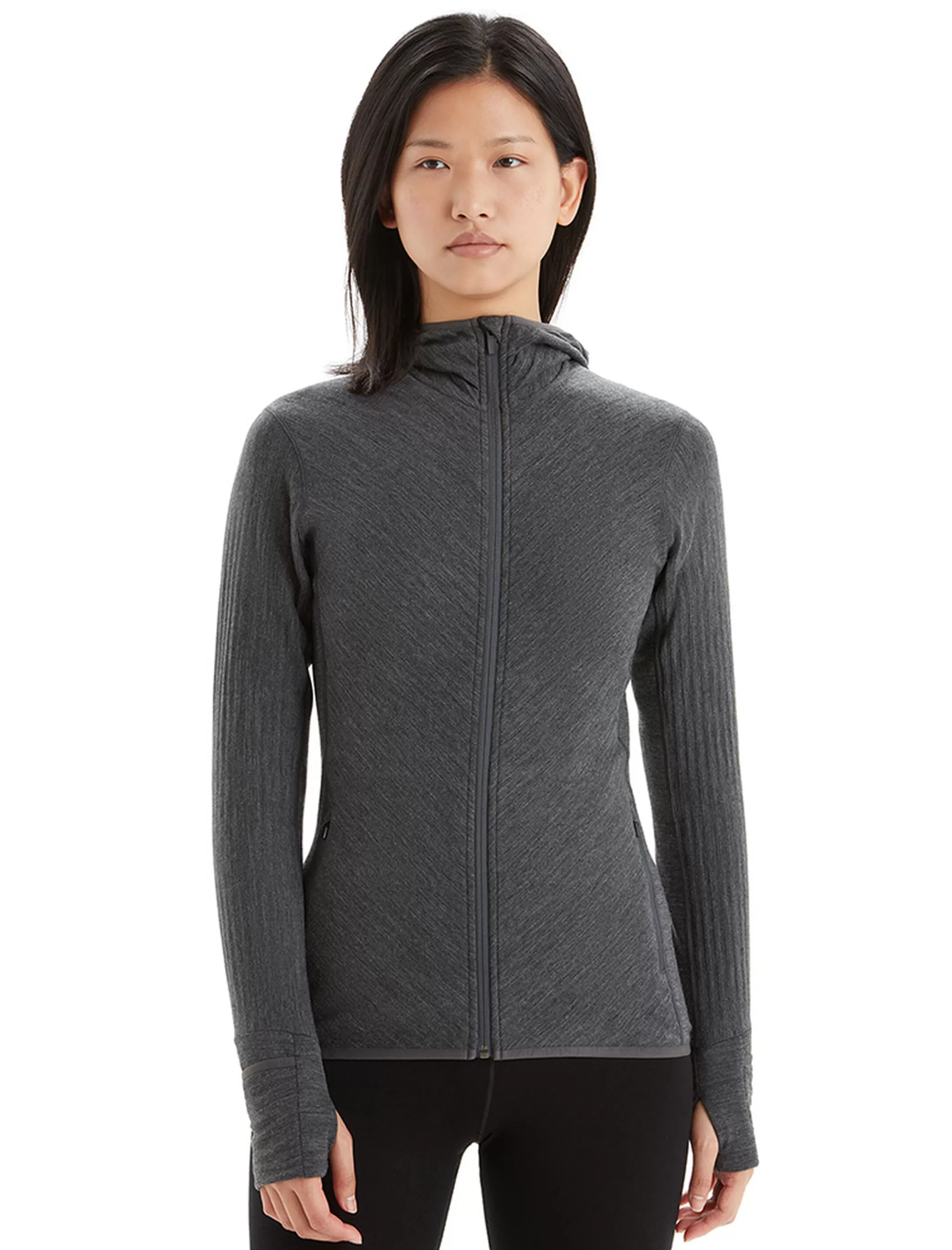 Online icebreaker Women'S Realfleece™ Merino Descender Long Sleeve Zip Hood Jacket Jet Heather