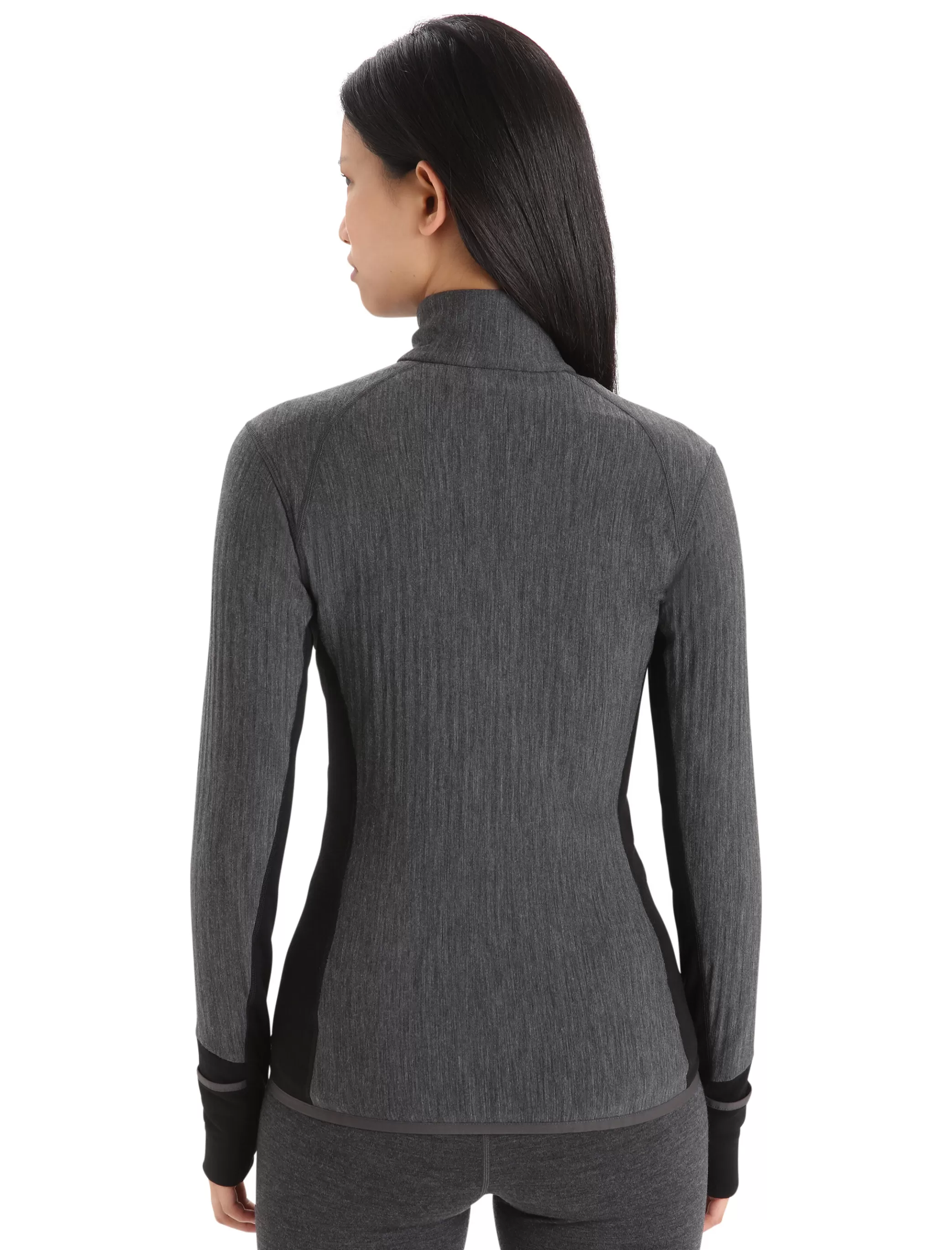 Shop icebreaker Women'S Realfleece™ Merino Descender Long Sleeve Zip Jacket Jet Heather/Black